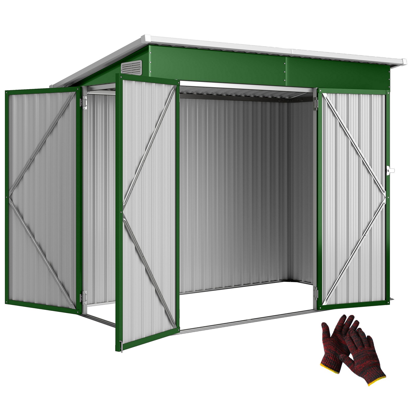 Outsunny Outdoor Storage Shed, 7.5 x 4.3ft Metal Garden Shed, Green