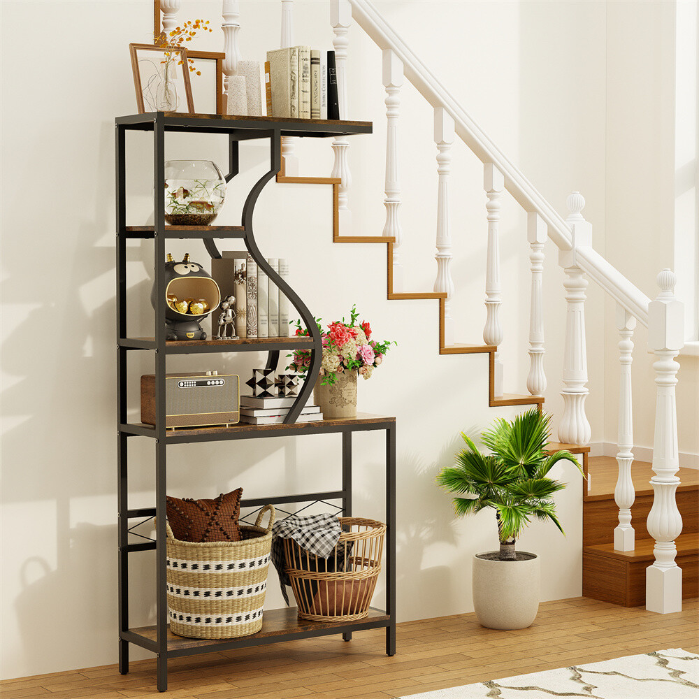 XL Industrial Plant Stand Tall Etagere Bookshelf Bookcase Rustic Shelving Unit