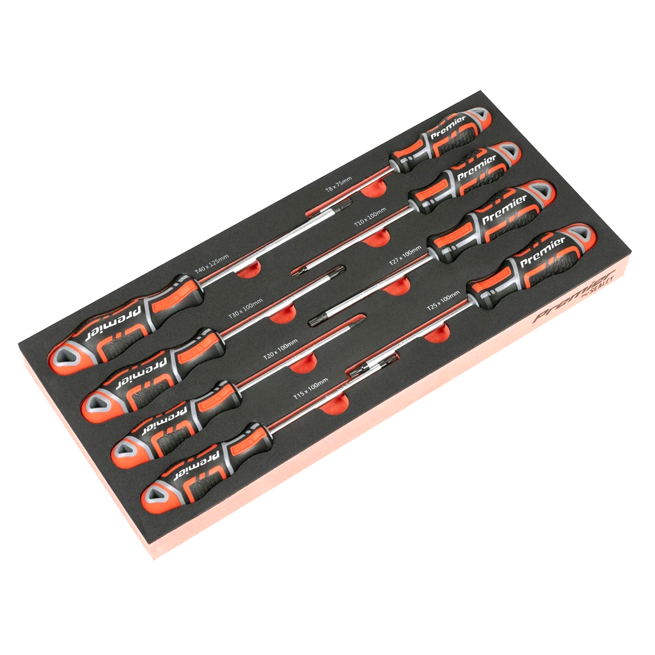 Sealey Tools 8 Piece Torx TRX-Star Screwdriver Set T8 - T40 In Foam Tray, TBT55