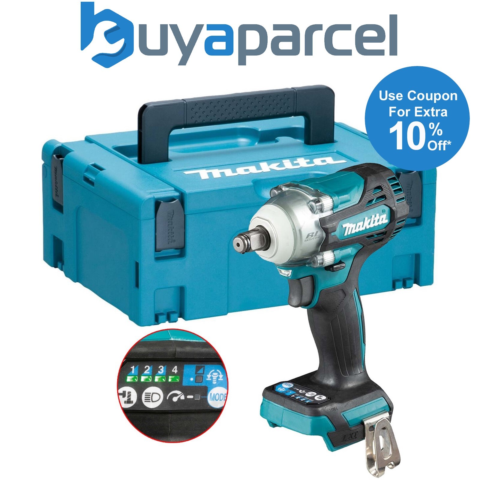 Makita DTW300Z 18v LXT Brushless Impact Wrench 1/2" Drive 4 Speed Bare + Makpac