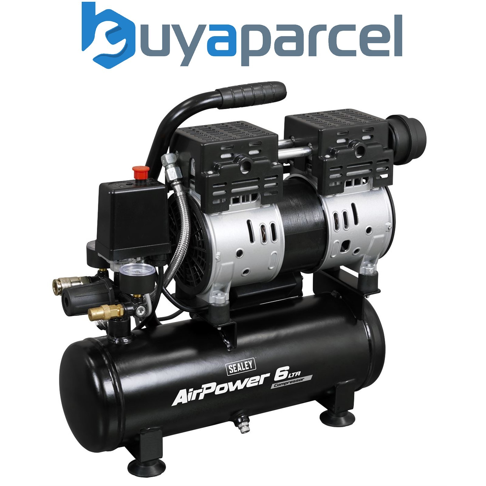 Sealey SAC6000S 6L Oil Free Low Noise Direct Drive Air Compressor 1hp