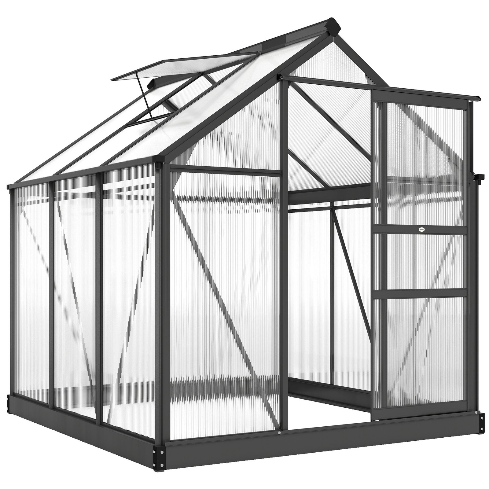 Outsunny 6x6ft Walk-In Polycarbonate Greenhouse Plant Grow Galvanized Aluminium