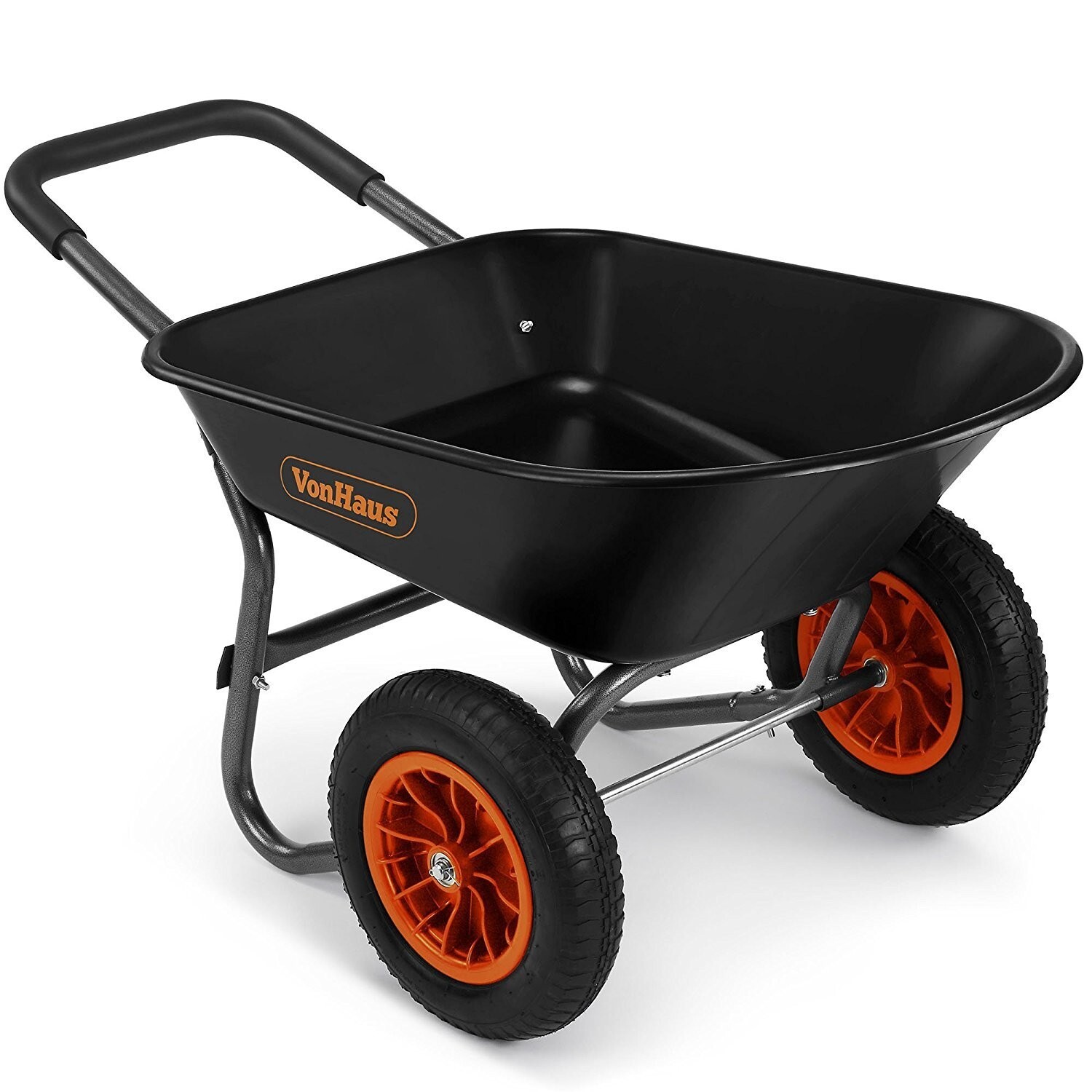 VonHaus Wheelbarrow 78L, Heavy Duty Wheel Barrow Garden Cart, Pneumatic Wheels