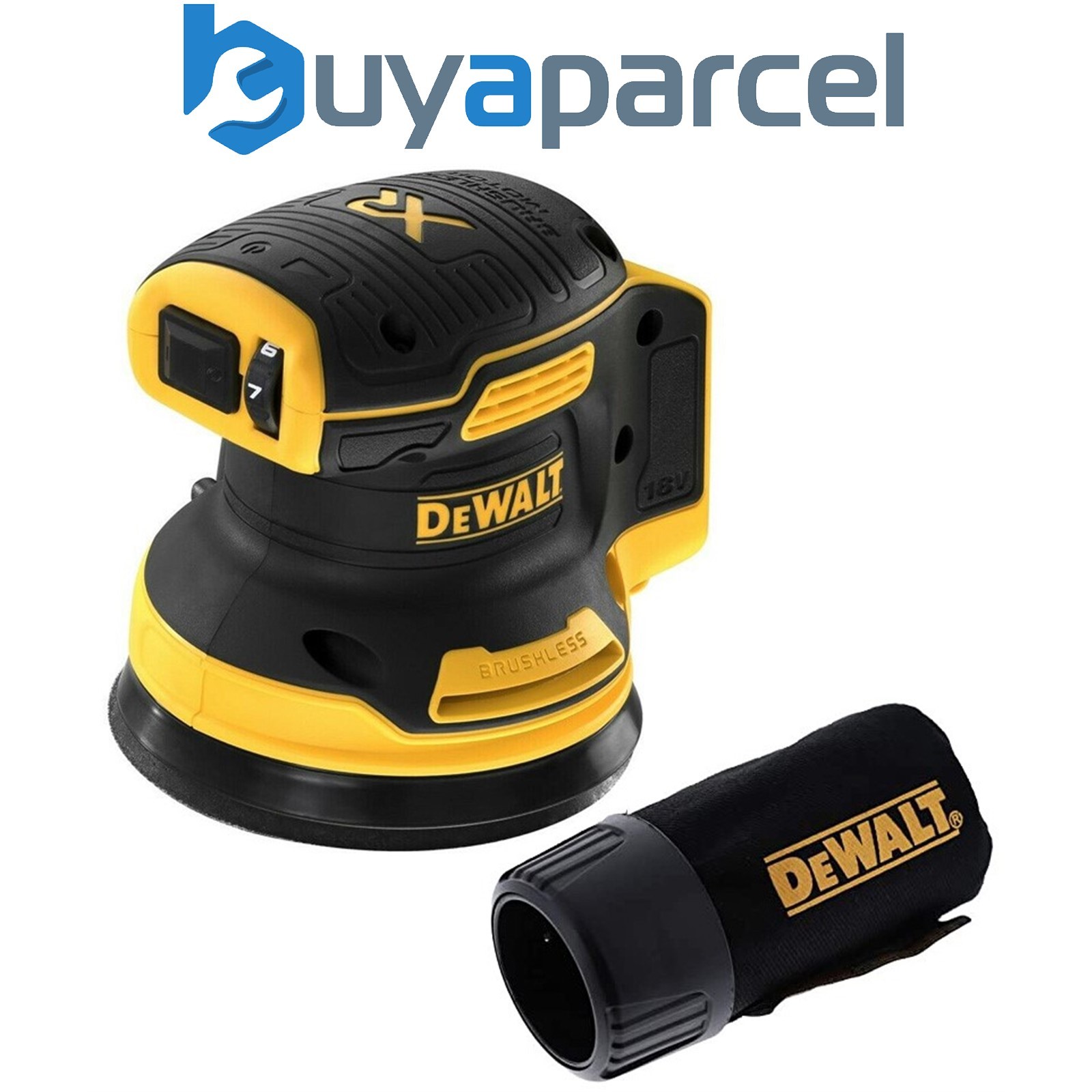 Dewalt DCW210N Cordless Brushless 18v XR Random Orbital Sander 125mm + DCB184 +