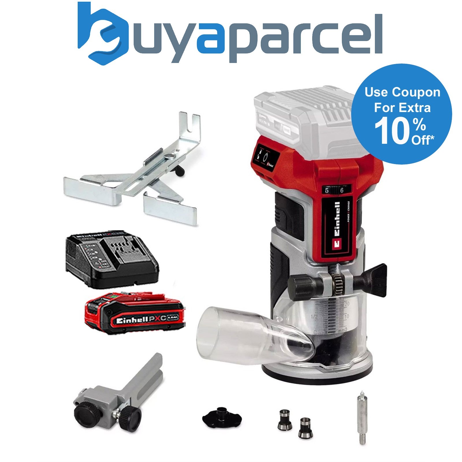 Einhell Professional 18V Brushless Palm Router Trimmer PXC TP-ET 18 Li + 4AH Kit