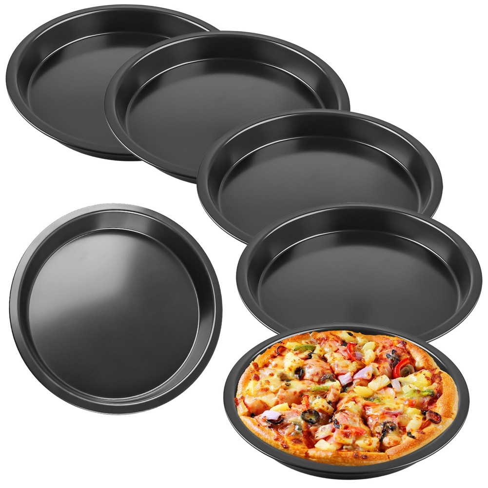 Set of 6 Pizza Plates, Round Pizza Plates, Diameter 20 Cm,Steel Pizza Pan,7409