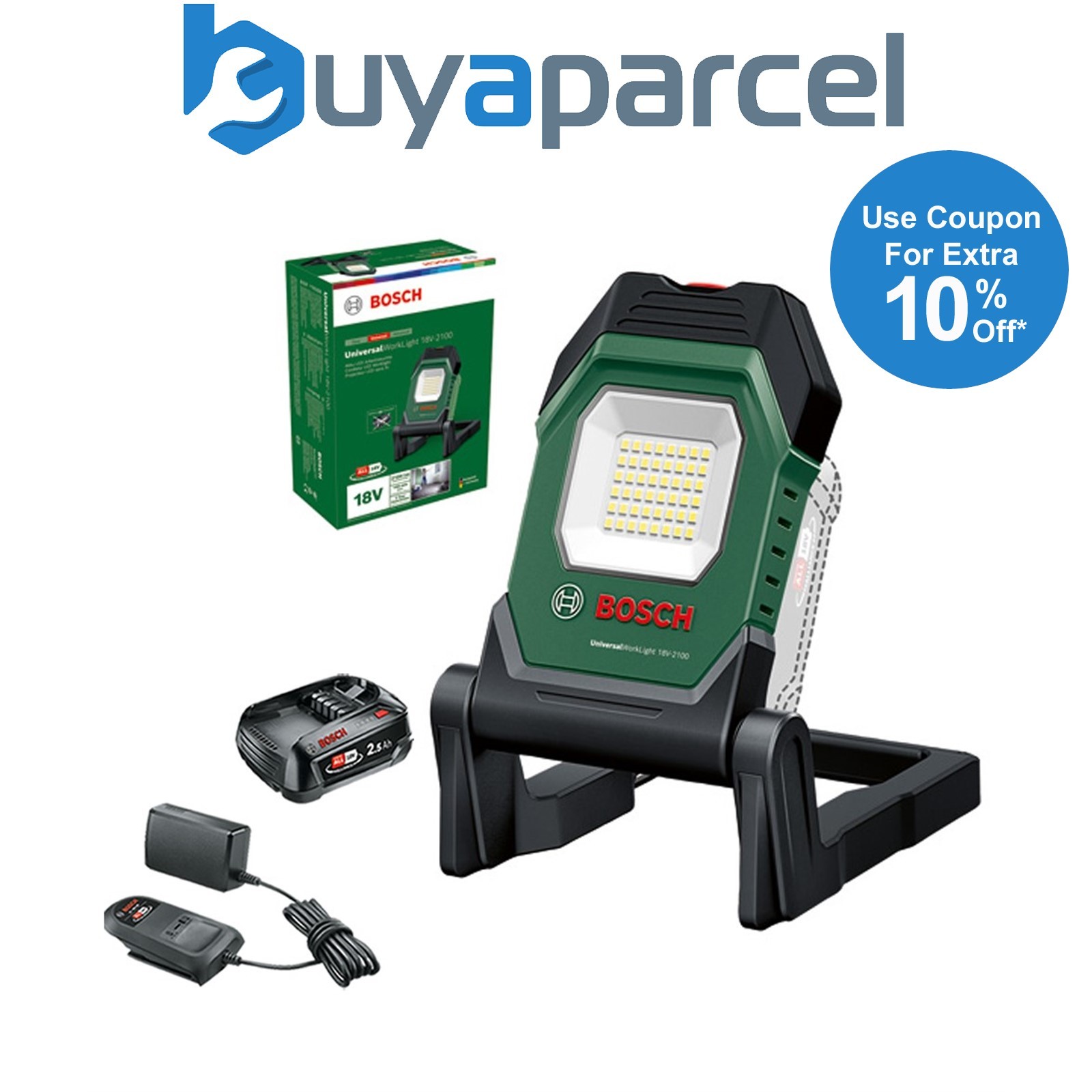 Bosch 06039A1300 Cordless 18v LED Worklight UniversalWorkLight + 2.5AH Battery