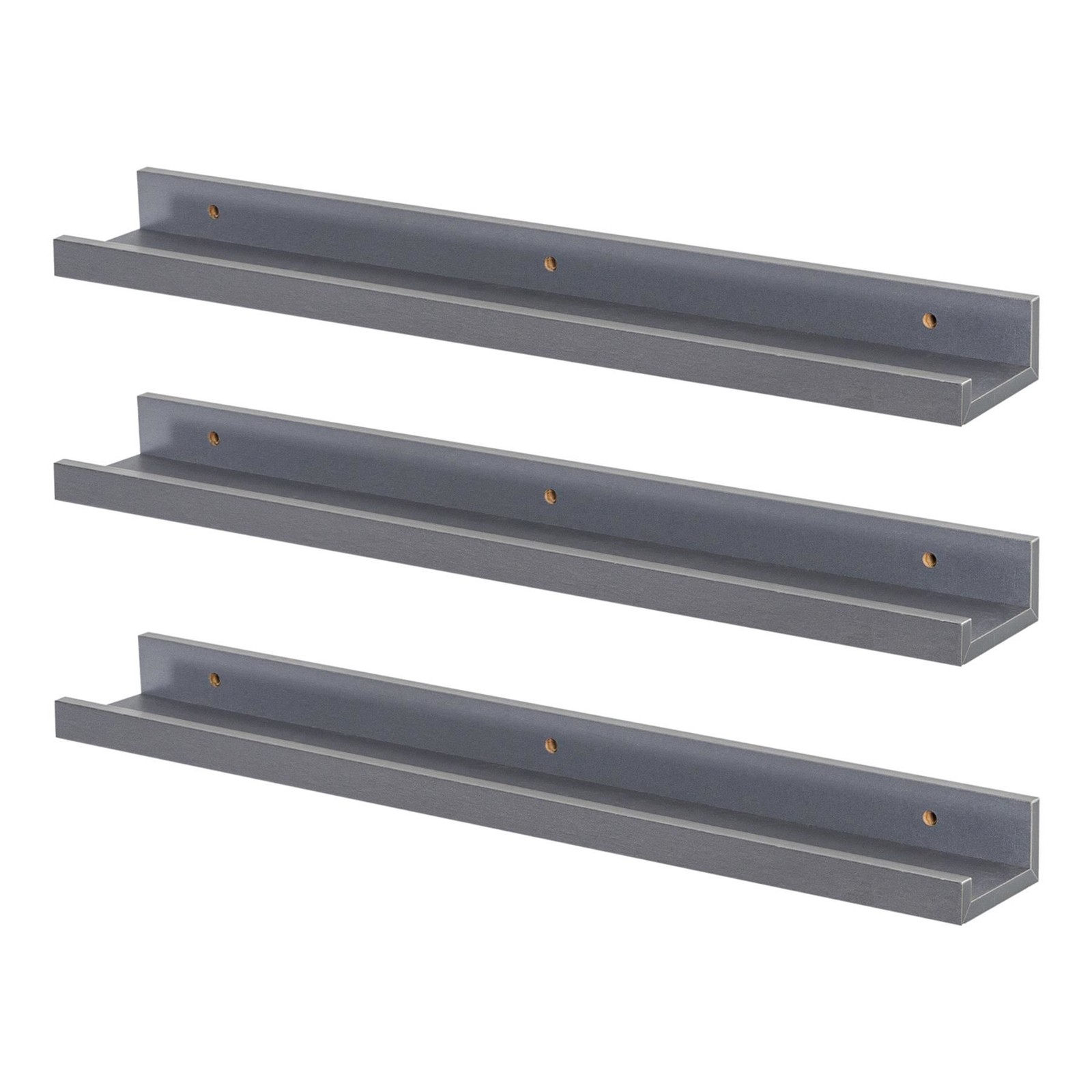 3x Picture Ledge Shelves Floating Wall Mounted Bookshelf Storage 57cm Grey