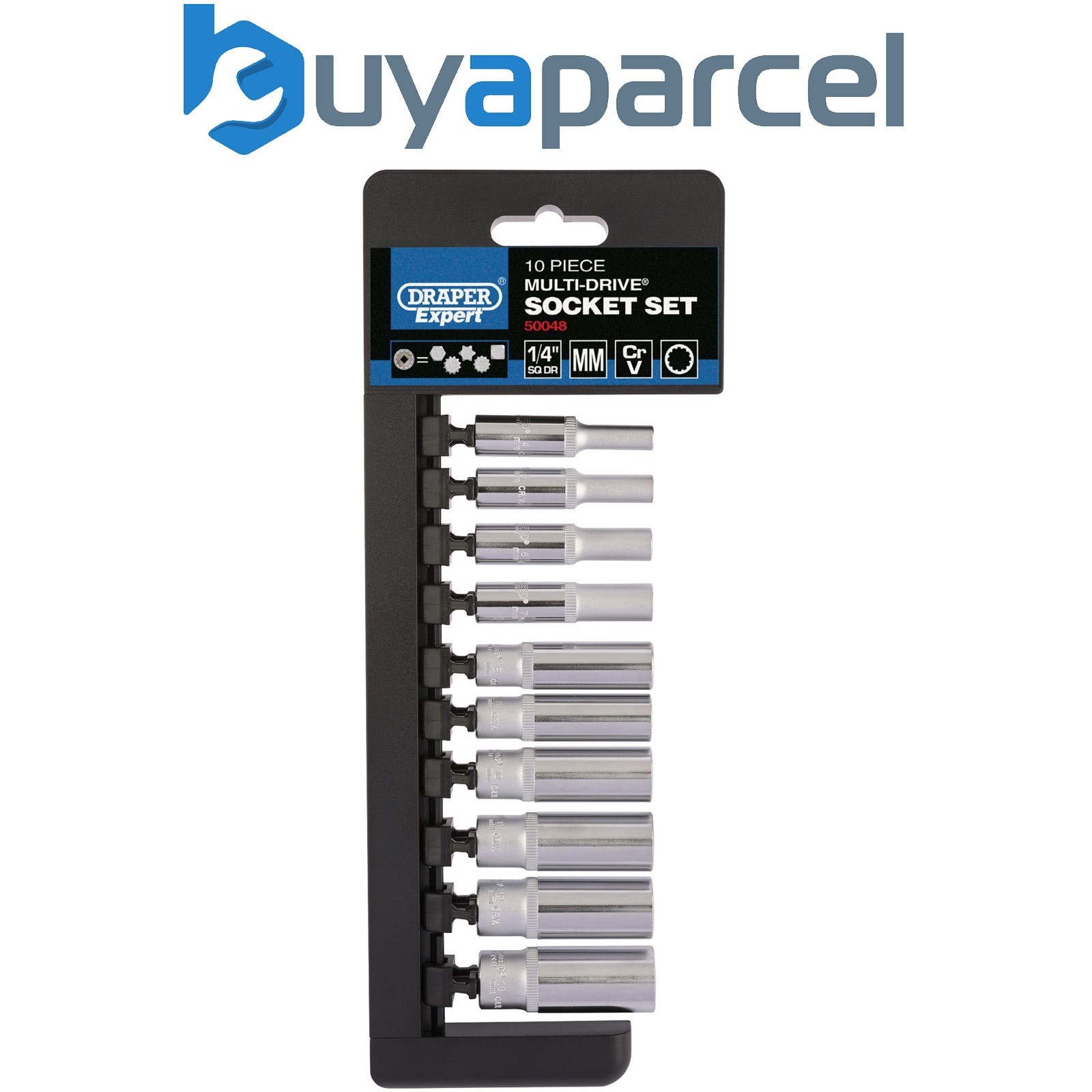 Draper 50048 Draper Expert Multi-Drive Metric Deep Socket Set, 1/4" Sq. Dr. (10