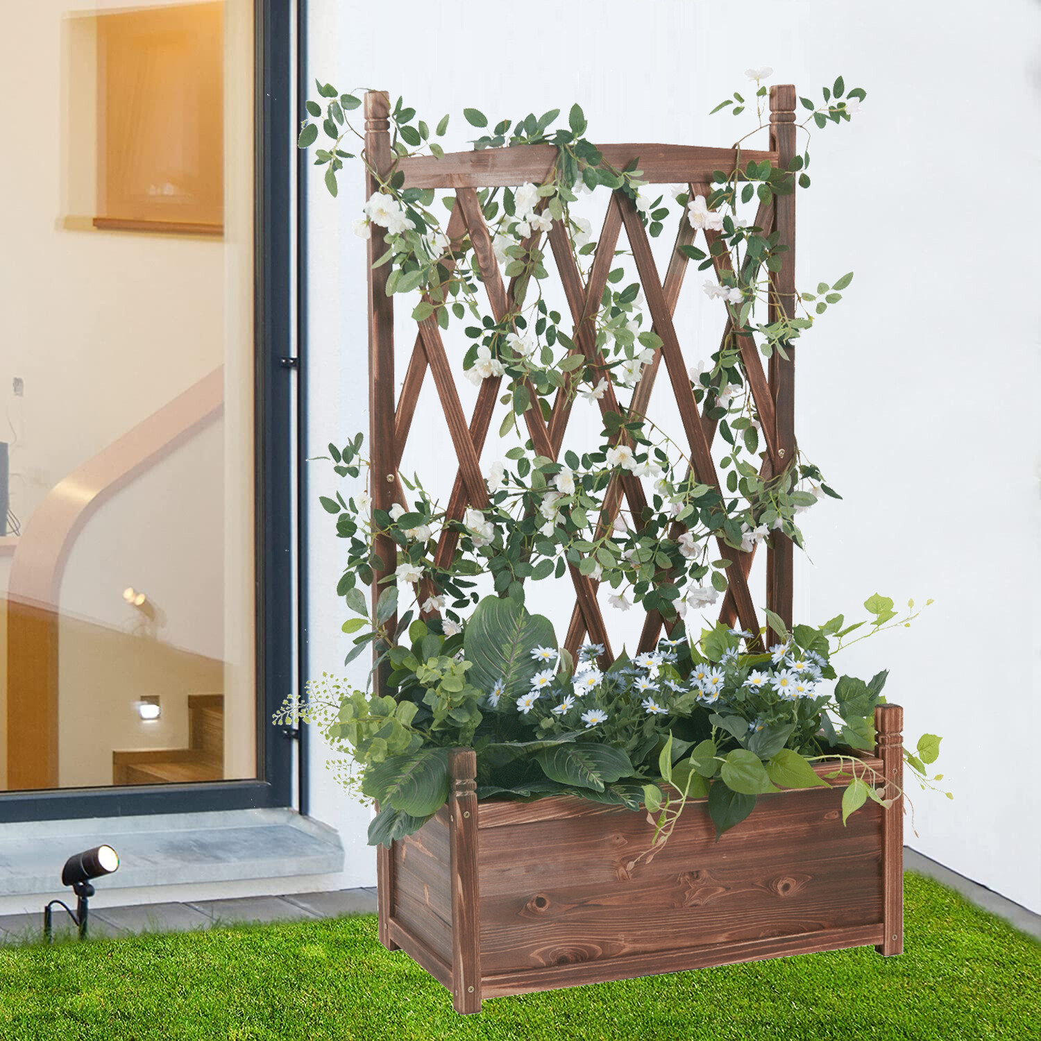 Large Raised Bed Garden Planter Vegetable Grow Bed Herb Flowers Box 64x37x115cm