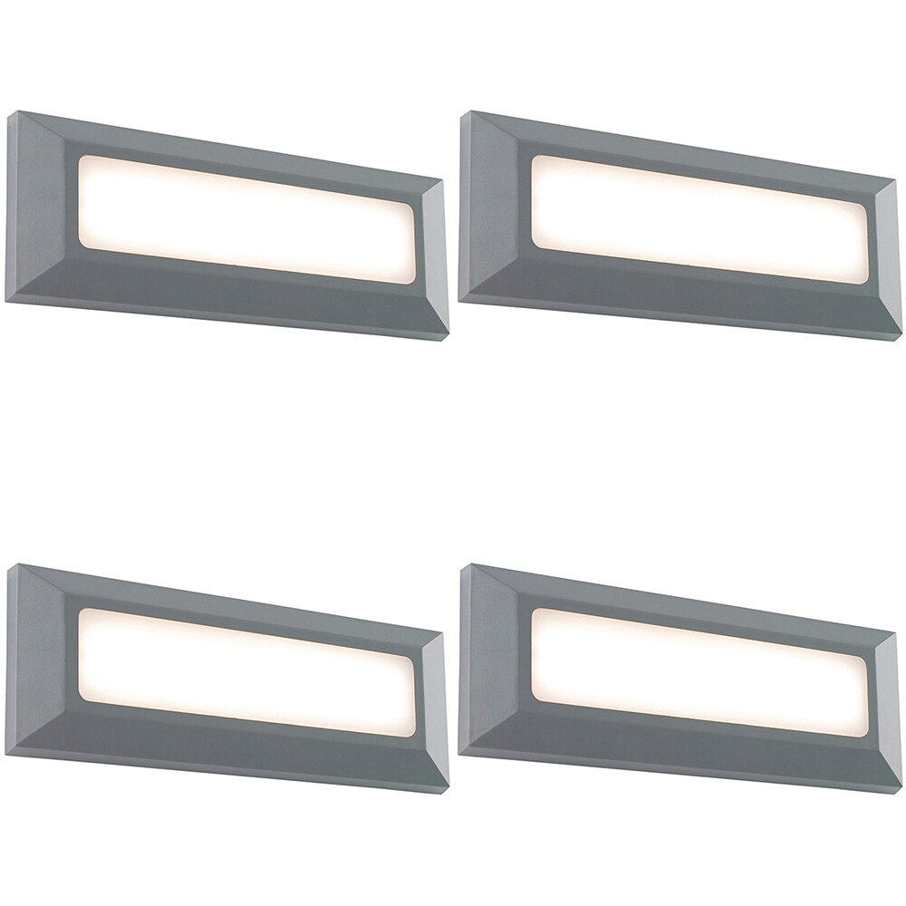 4 PACK Outdoor IP65 Pathway Guide Light - Direct 3W Warm White LED - Gray ABS
