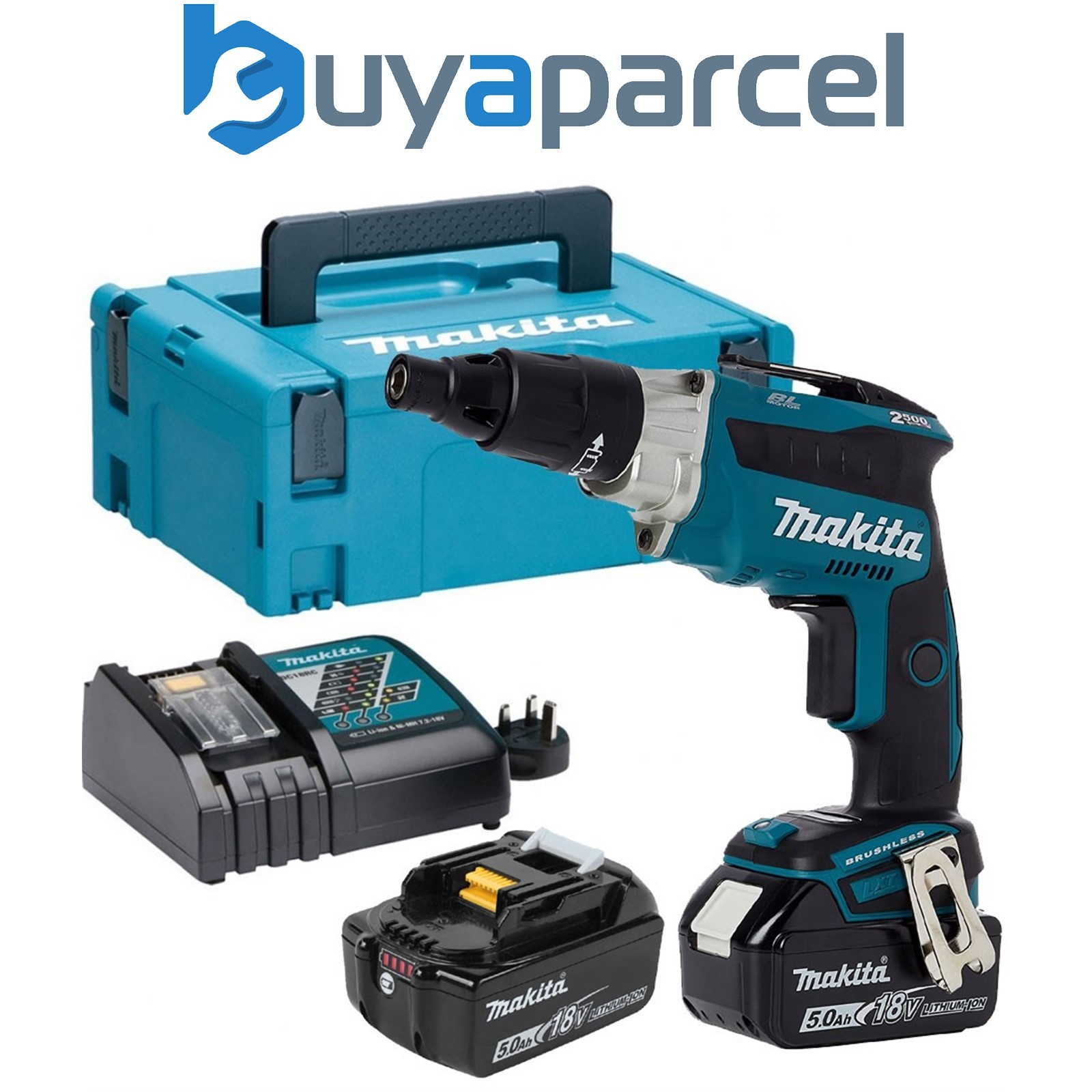 Makita DFS251RTJ TEK 18v Brushless High Speed Screwdriver 1/4" Hex - 2 x 5.0ah