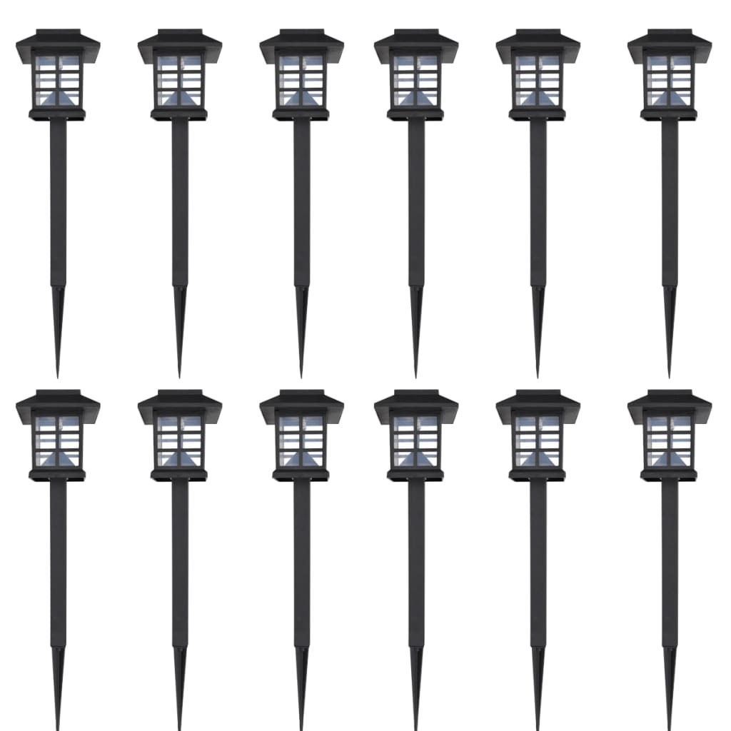 12x Outdoor Solar Lamp Post 8.6x8.6x38cm Garden Patio LED Light Spike vidaXL
