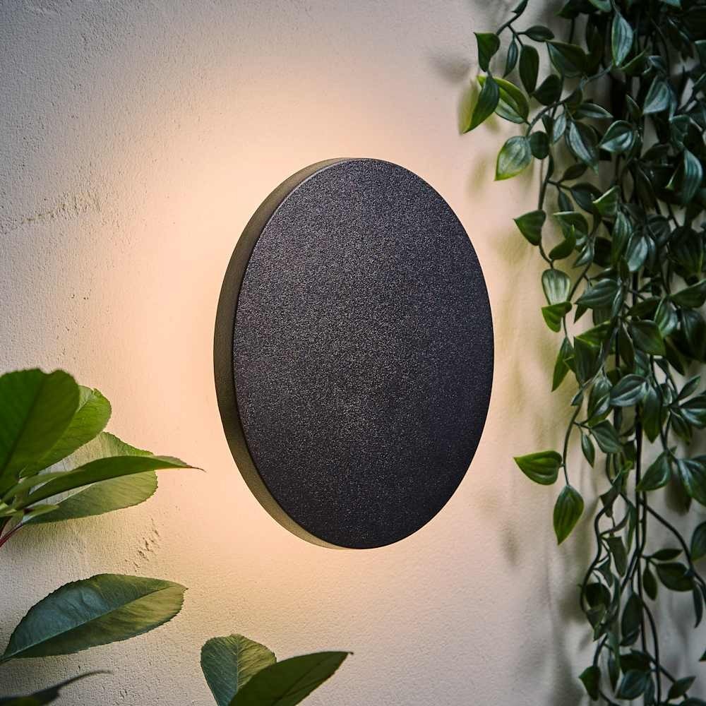 Outdoor Security Wall Light Fitting Outside Backlit Integrated LED Circle IP65