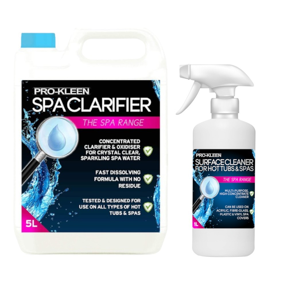 ProKleen Spa Hot Tub Whirpool Clarifier 5L Clear Water & Surface Cleaner 1L