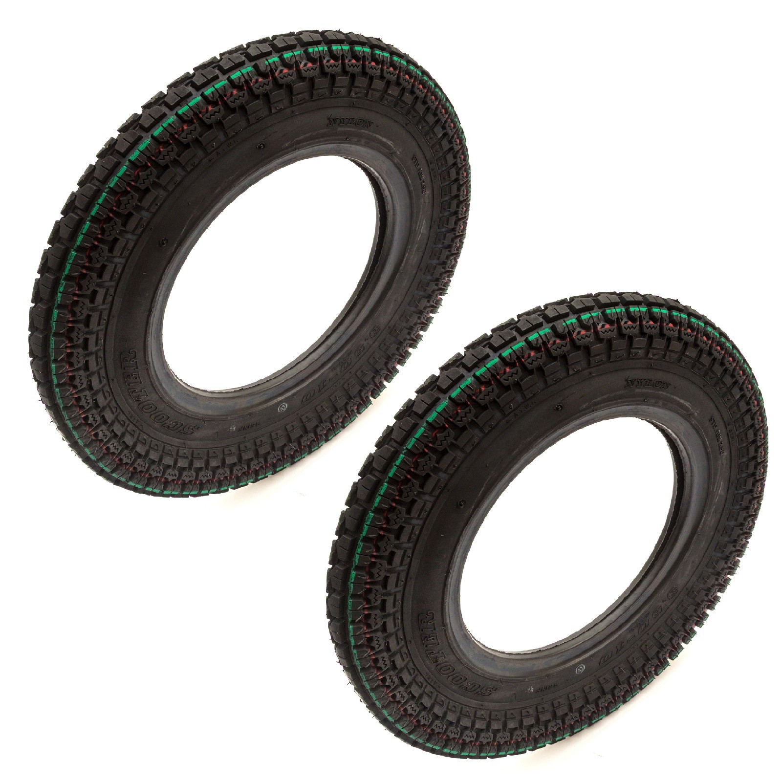 2x Mobility Scooter Pneumatic Tyre 3.50-10/350-10 Off Road Front & Rear Wheel