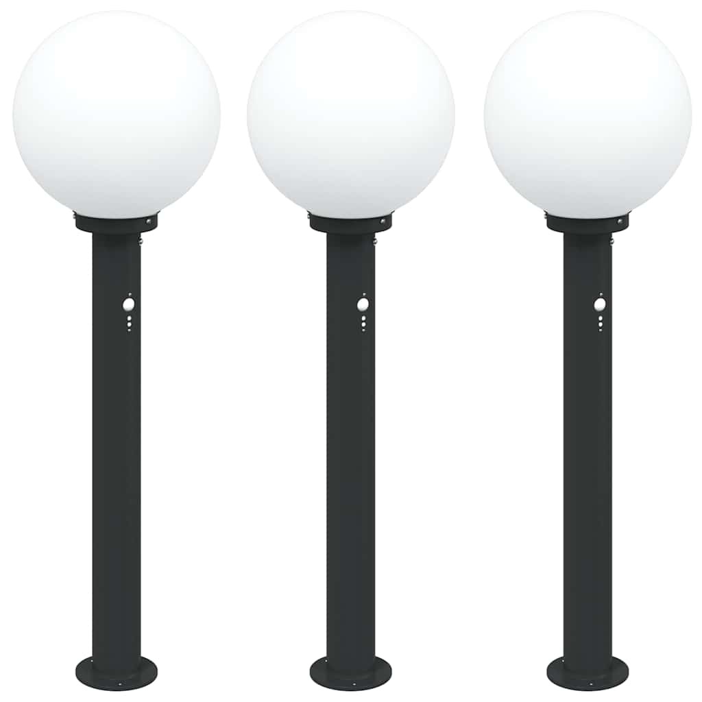 Bollard Lights 3pcs 80 cm Black Stainless Steel Sensor IP44 Outdoor vidaXL