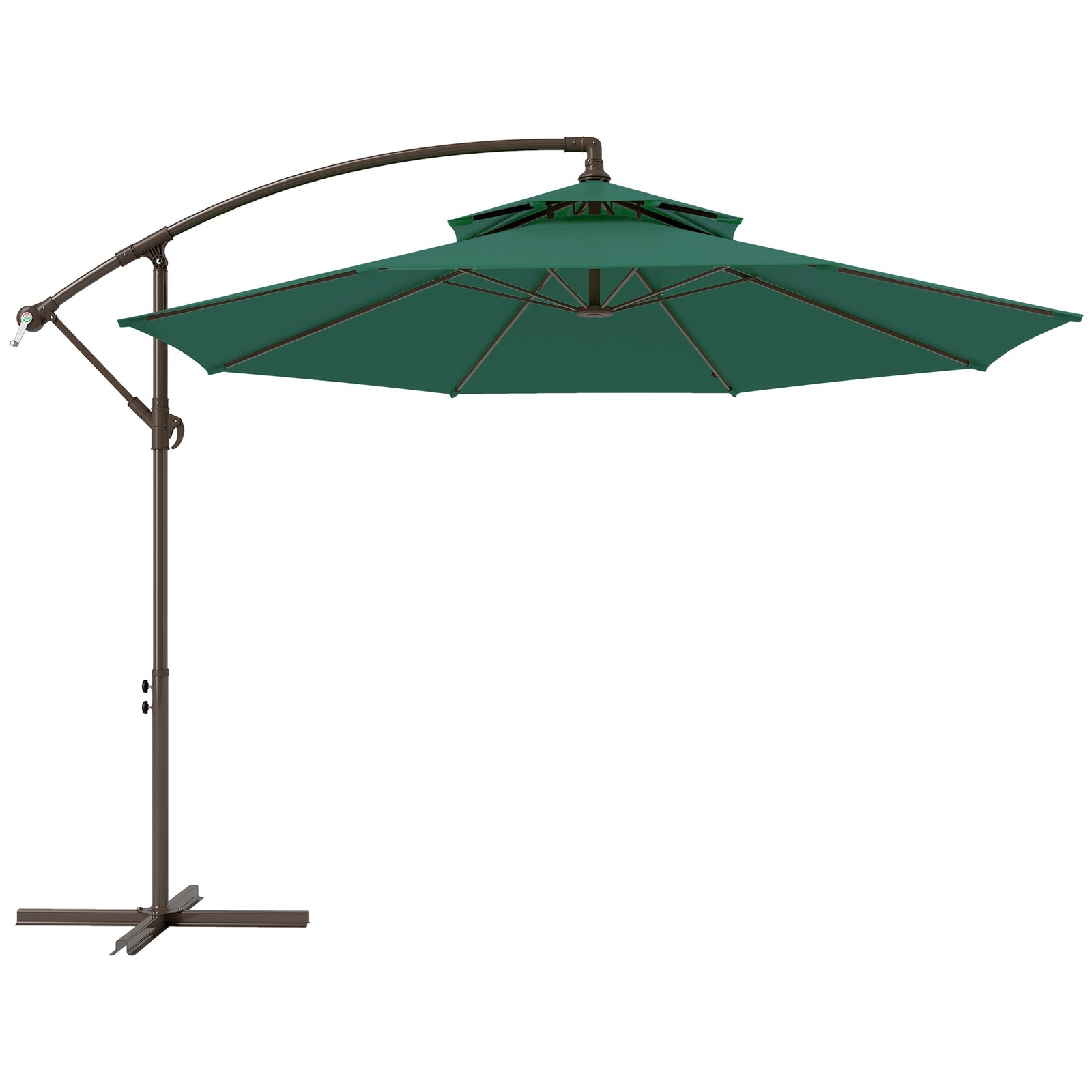 Outsunny 2.7m Cantilever Banana Parasol Outdoor Sun Shade w/ Crank, Green