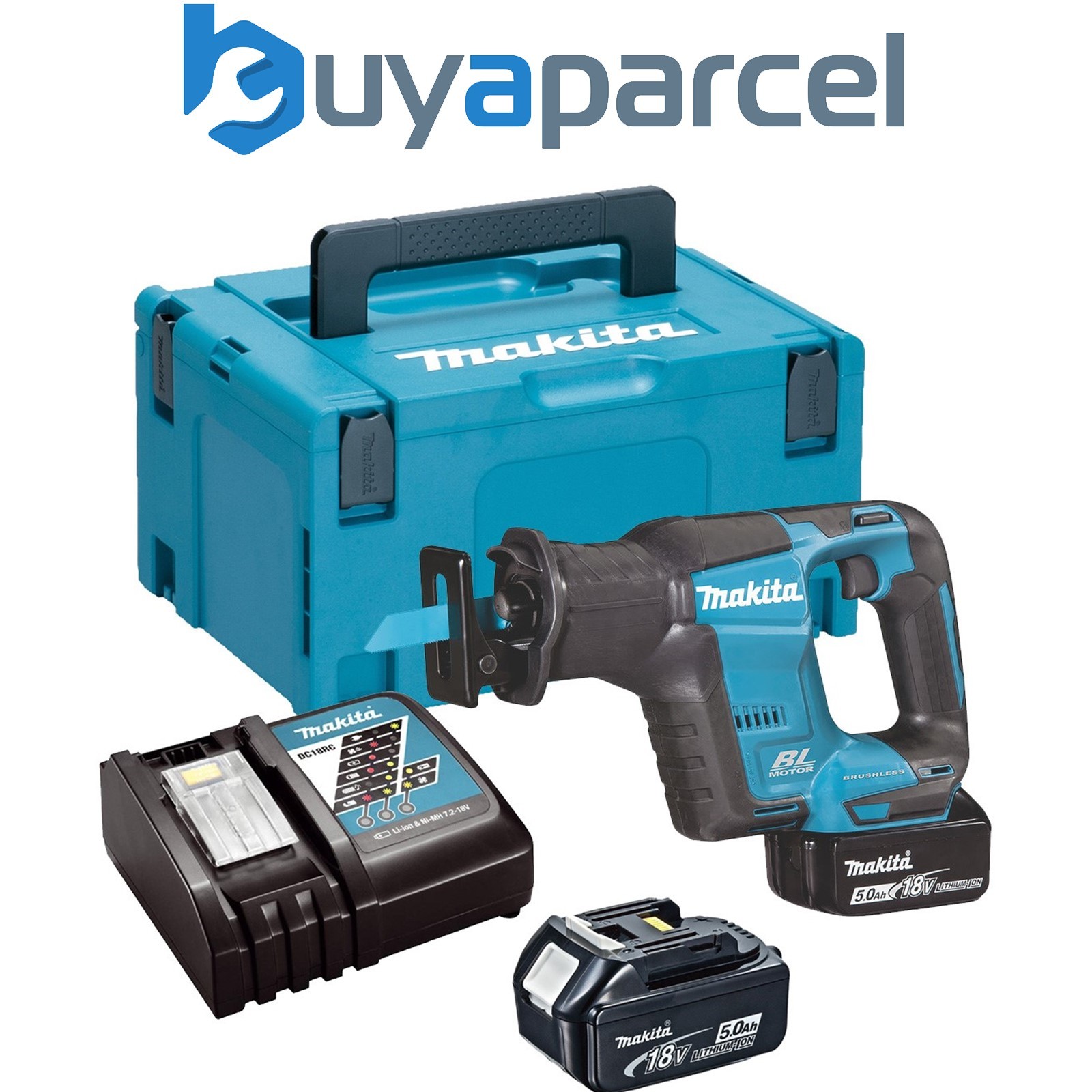 Makita DJR188RTJ 18v LXT Brushless Compact Reciprocating Saw - 2 x 5.0ah Battery