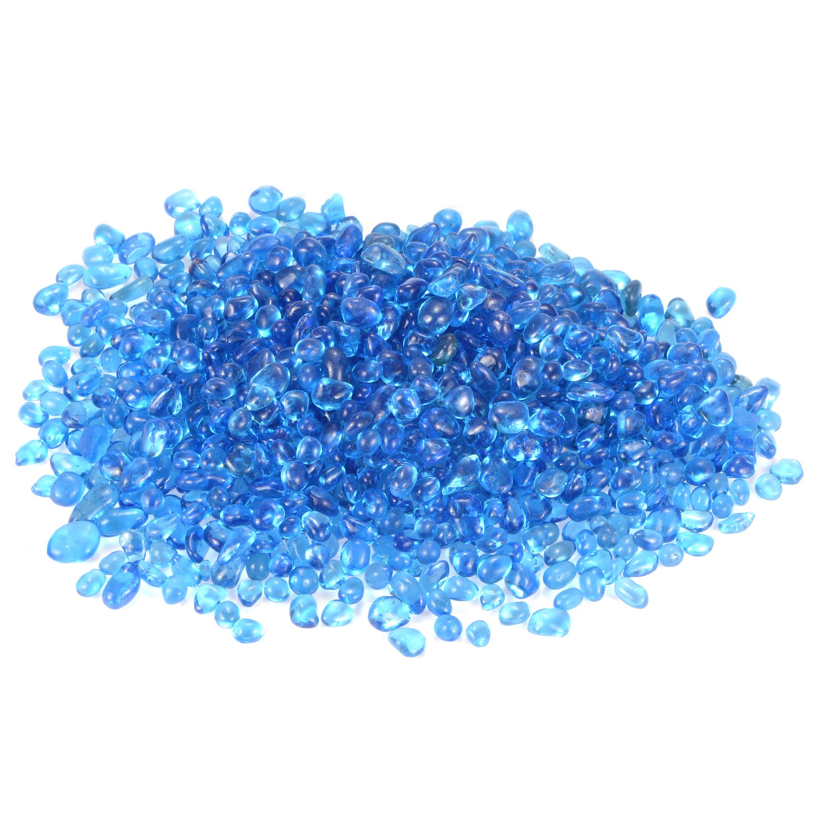 High Luster Round Fire Glass Beads for Vases 8-13mm, 1.21-Pound [Sea blue]