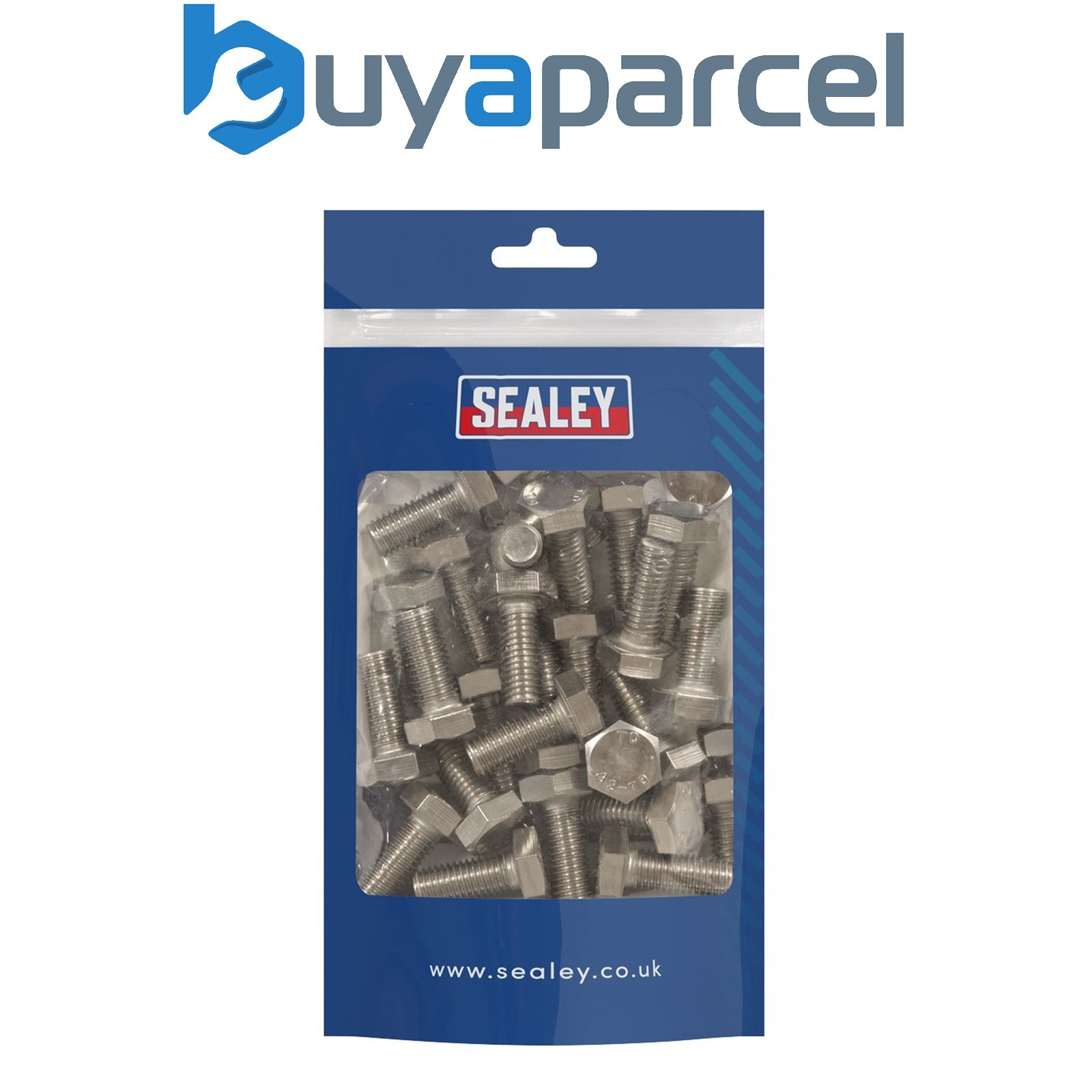 Sealey S1025 Stainless Steel Hex Head Set Screw M10 X 25 A2, DIN 933 - Pack of 2