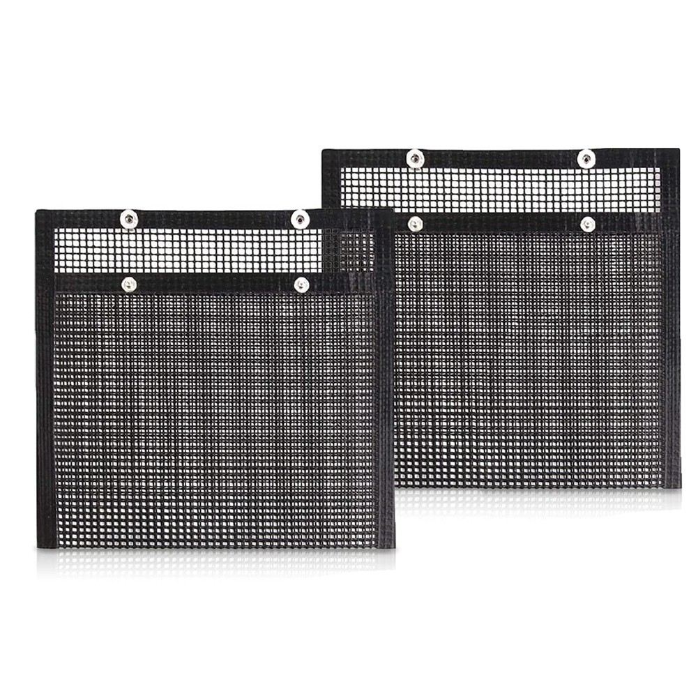 3X(2 Pack Black Non-Stick BBQ Mesh Grilling Bags for Fish Vegetables Meat A4S2)