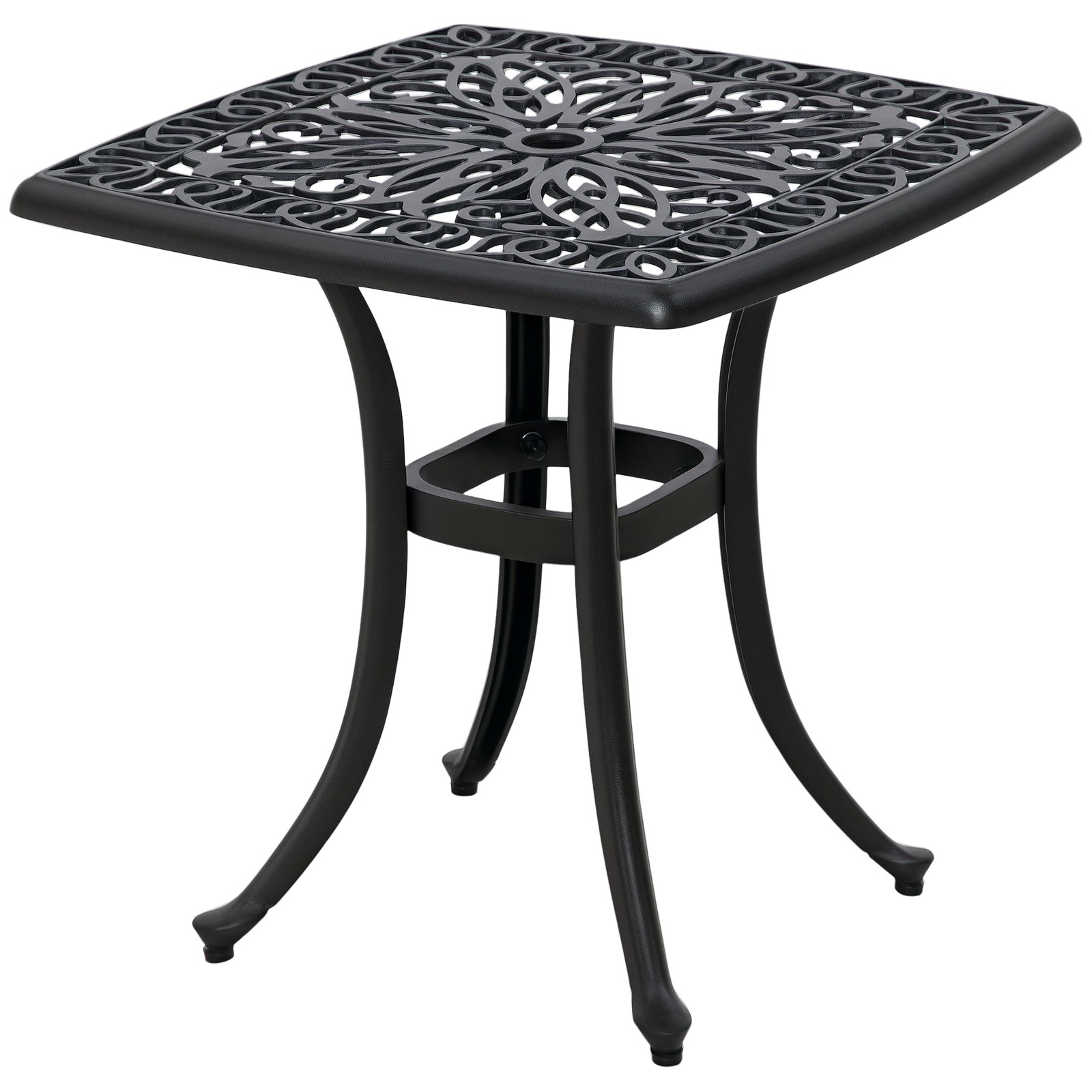 Outsunny Cast Aluminium Bistro Table with Umbrella Hole, Black