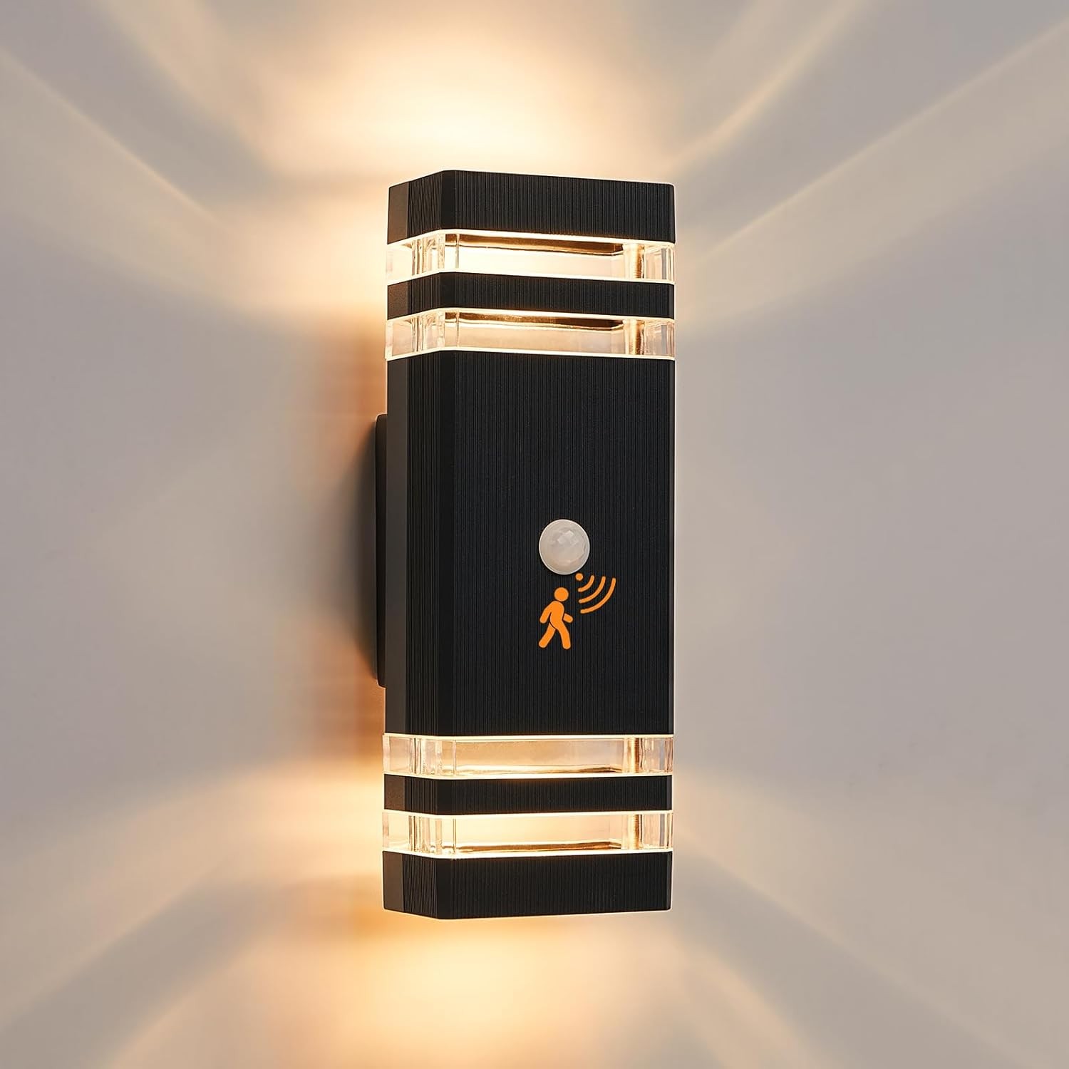 Up Down Outside Lights with Motion Sensor, PIR Outdoor Wall Light Mains Powered