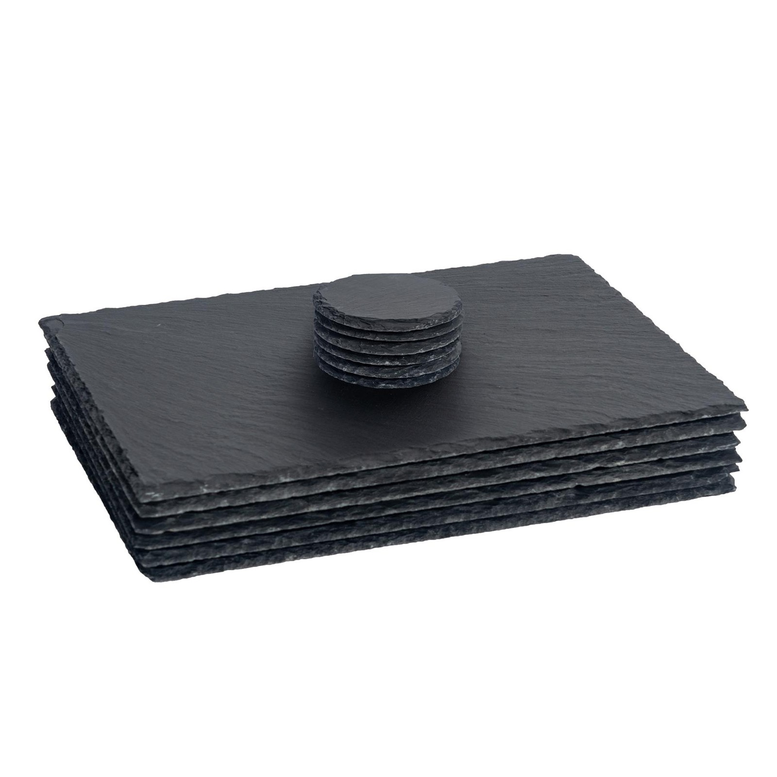 12pc Slate Placemats & Coasters Set Rustic Natural Dining Table Mats 40cm x 30cm