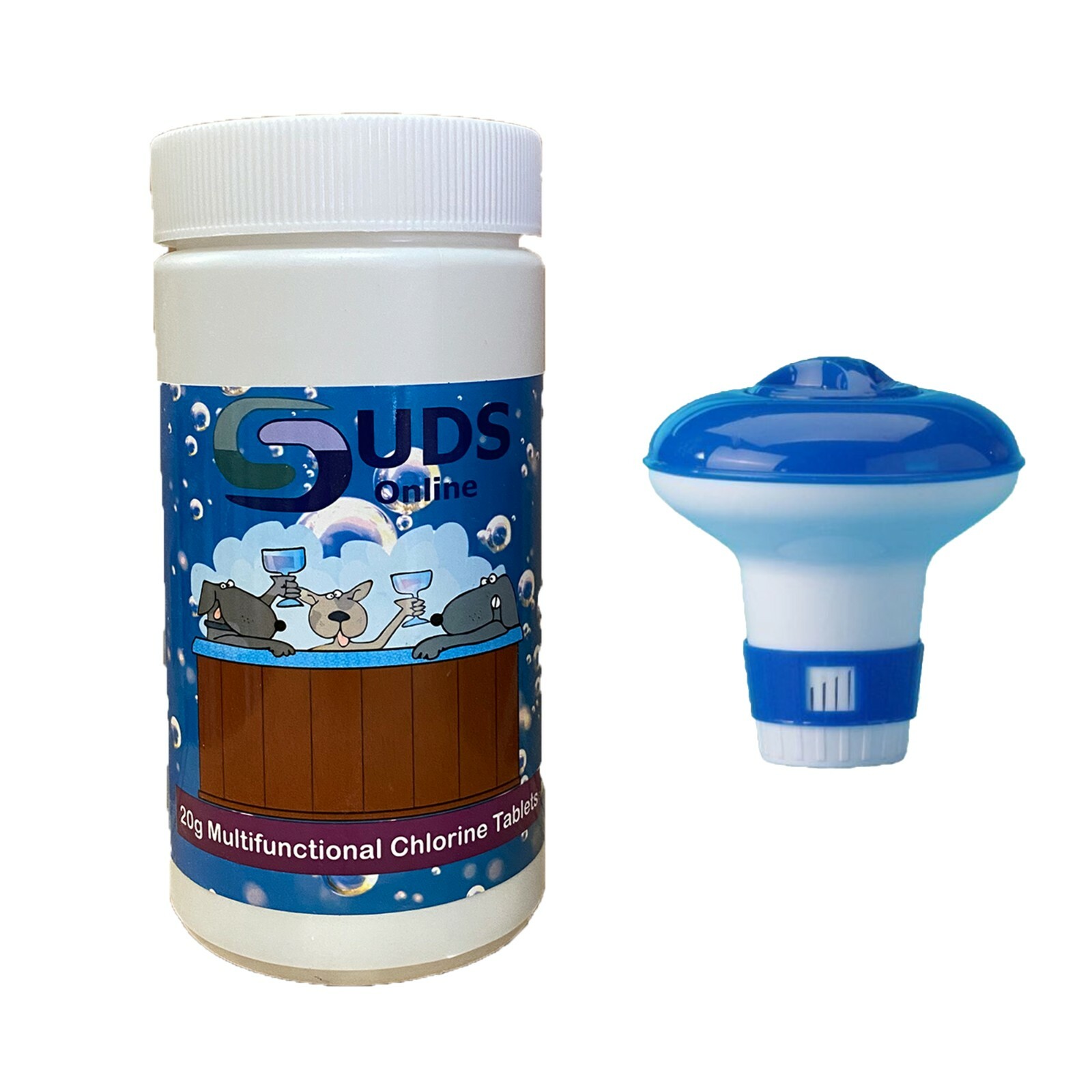 Floating Dispenser + 50 Ultimate Chlorine Tablets 20g Hot Tub Swimming Tablet