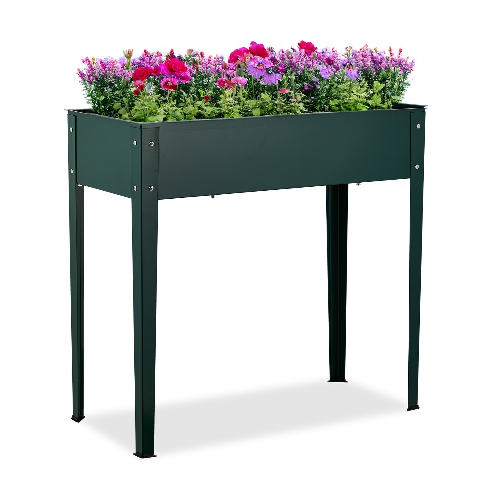 Raised Planter Box Plant Flower Bed Herbs Garden Patio Balcony Metal Steel Green