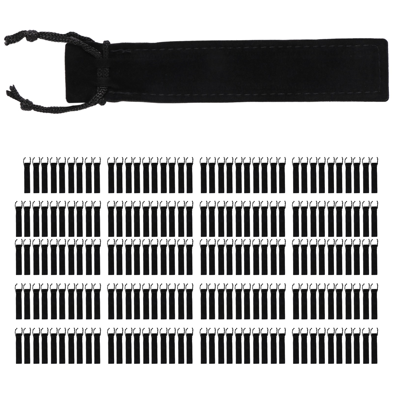 200 Pcs Black Velvet Pen Pouch Sleeve Holder Single Pen Bag Case Pencil Bag R4M6