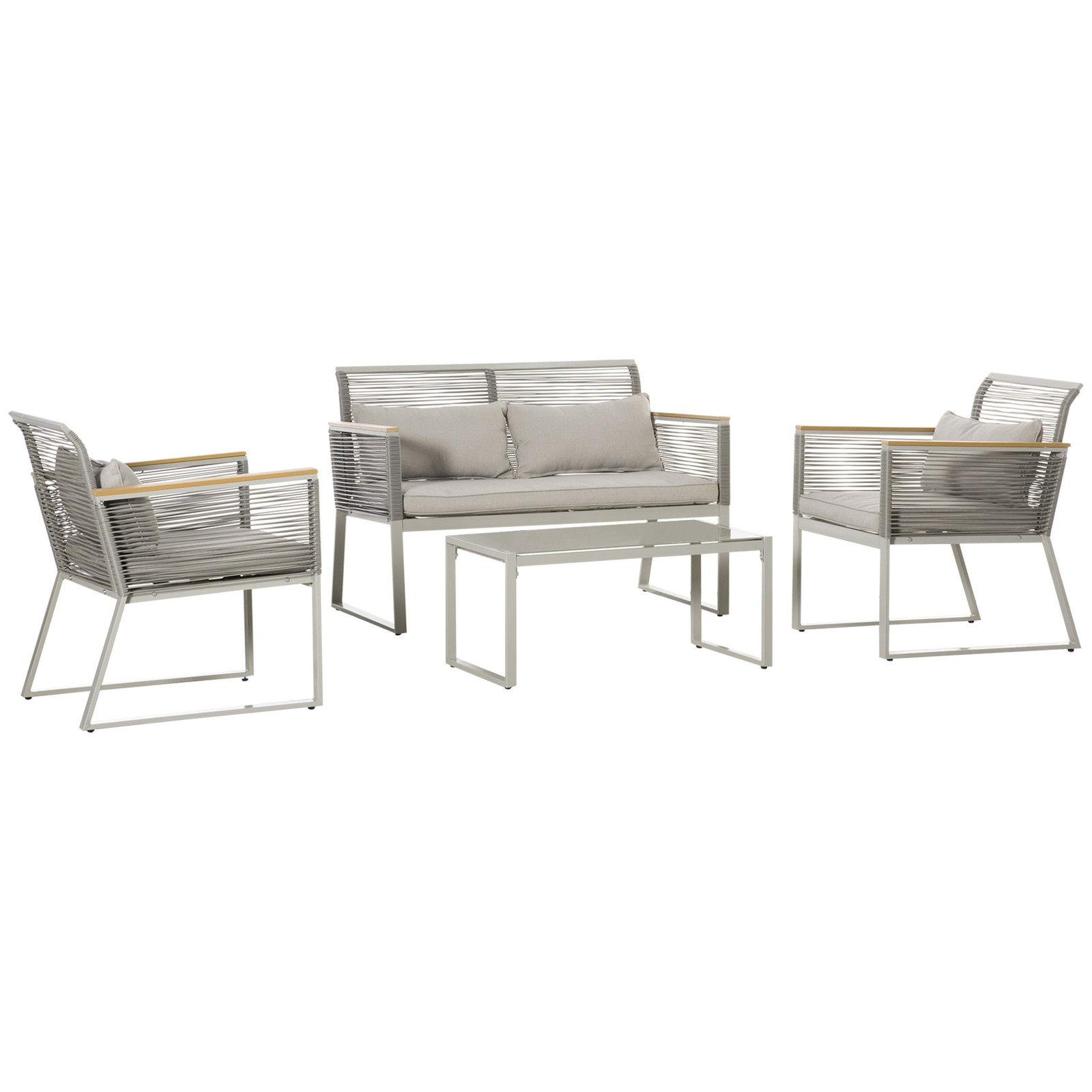 Outsunny 4 Pcs Garden Furniture Set, Grey, Refurbished