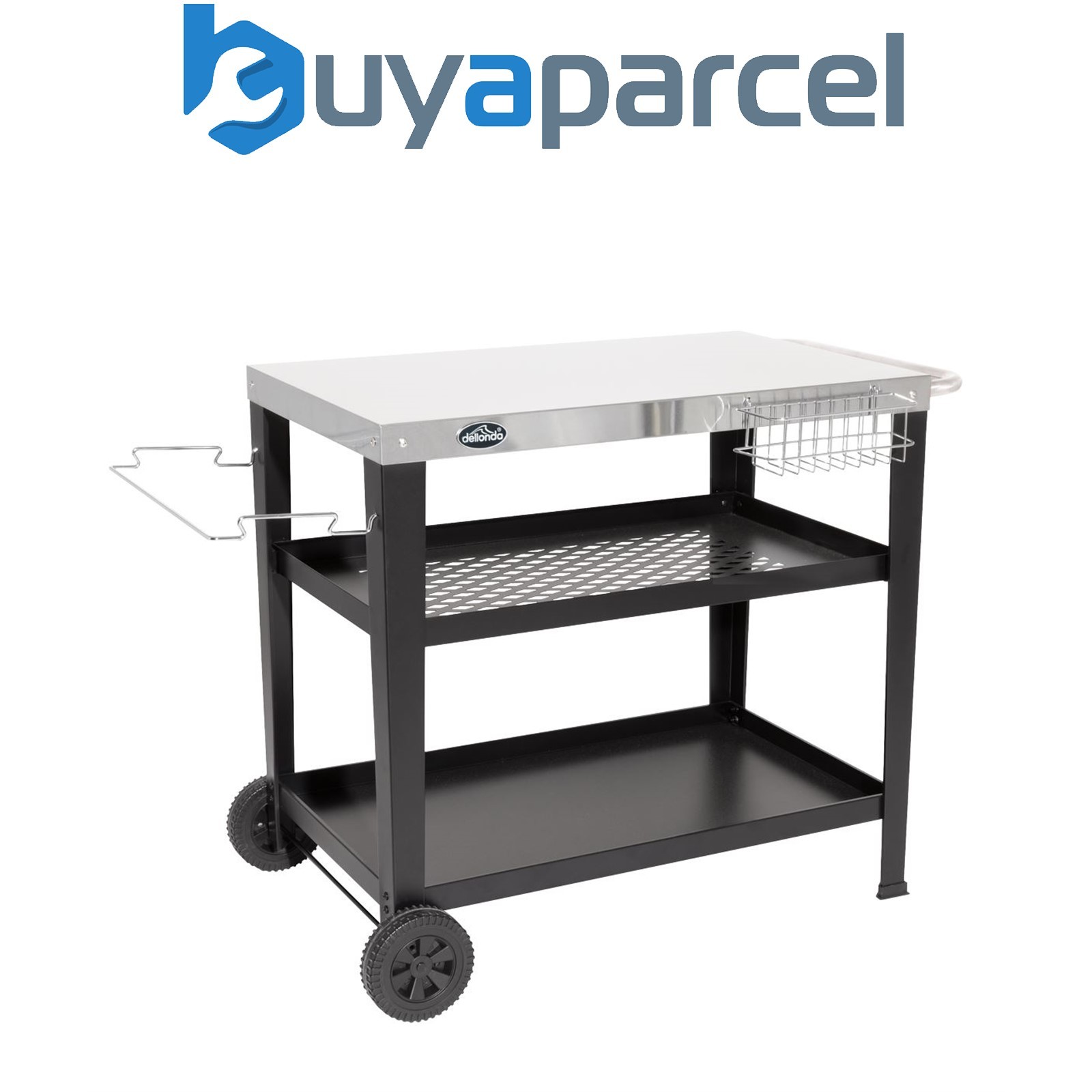 Sealey DG263 Dellonda Plancha Trolley with Utensil Holder - Stainless Steel Top