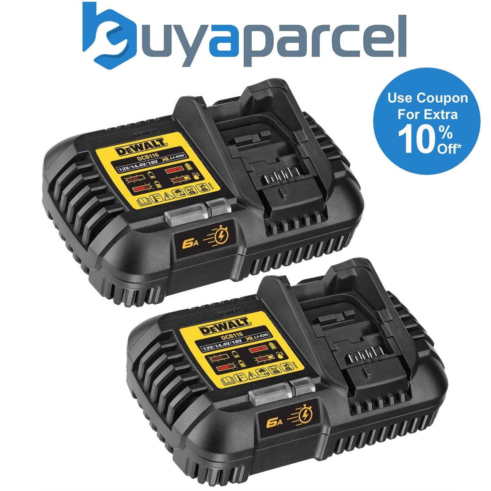 Dewalt DCB116 x 2 18v / 54v XR Flexvolt Fast Battery Charger - Dual Charging