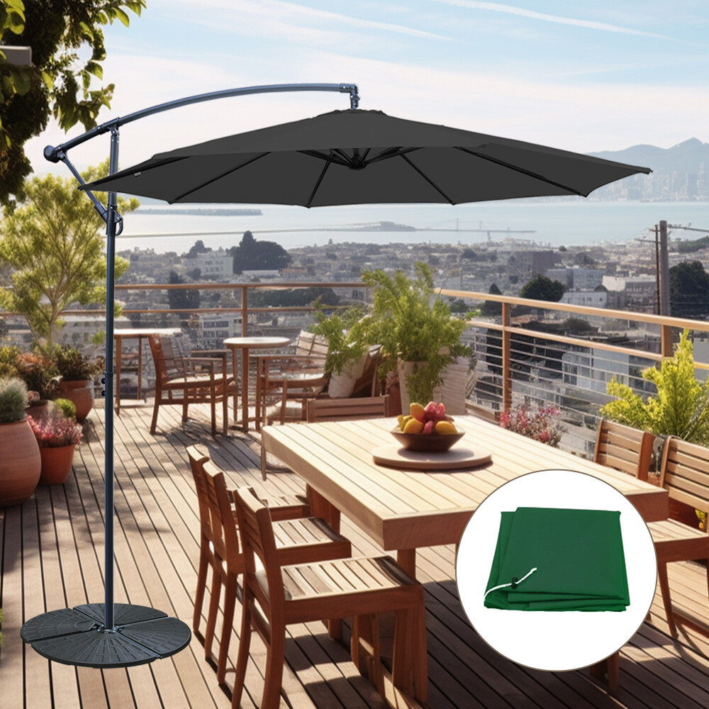3M Garden Parasol Black Sun Shade Patio Banana Cantilever Umbrella Base Cover