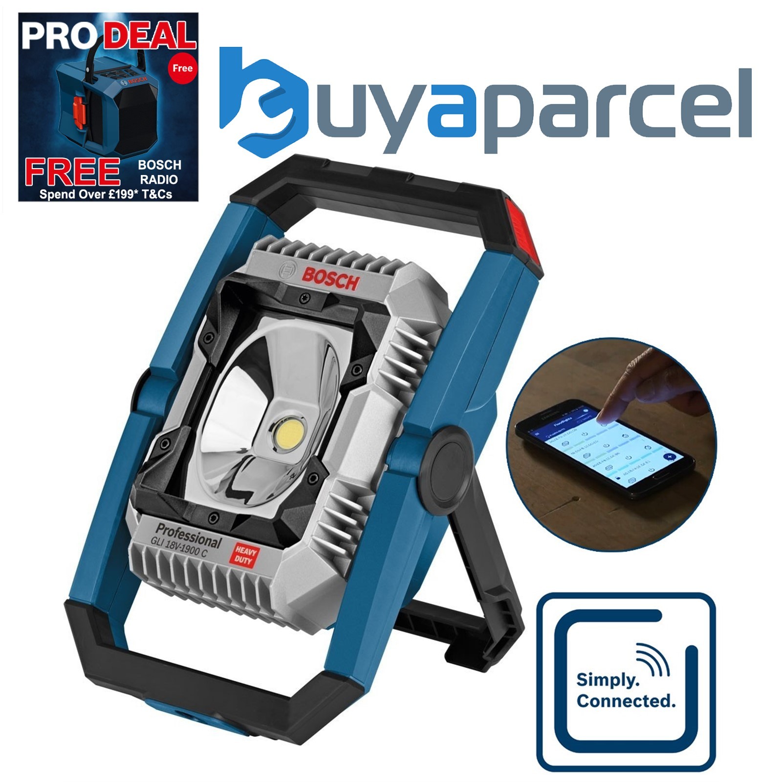 Bosch GLI 18V-1900C 18v LED Cordless Floodlight Site Light Bluetooth Connected