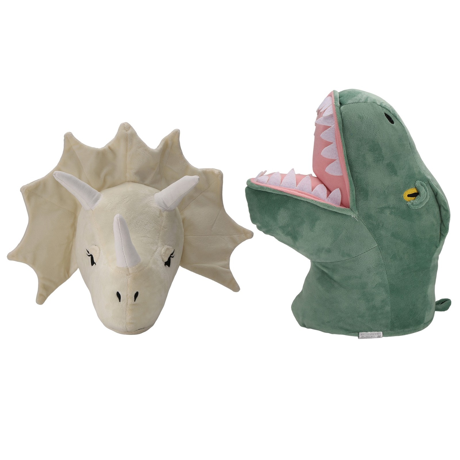2 Pieces Dinosaur Head Wall Ornaments 3D Cute Nursery Room Living Room Baby O7A1