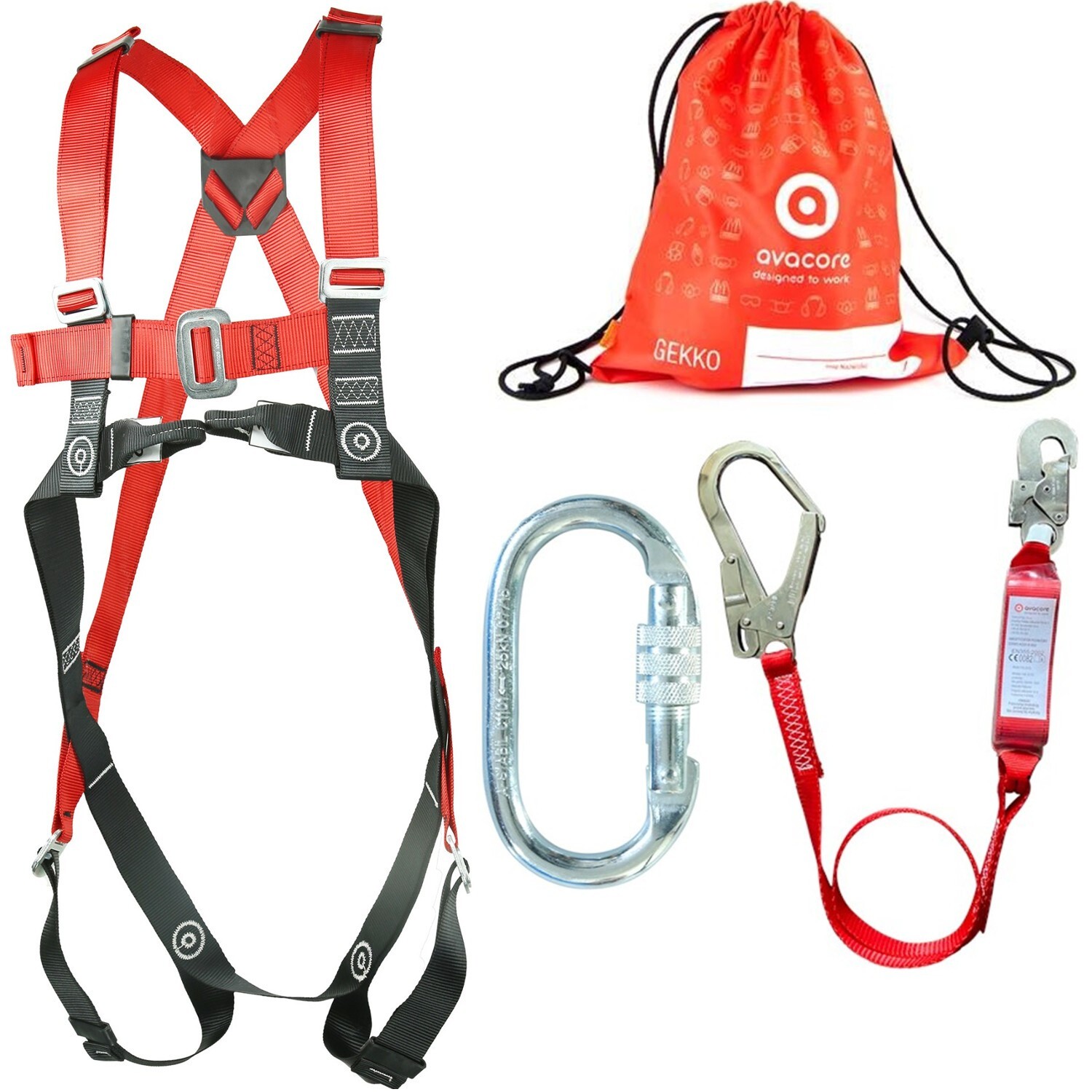 Safety Harness Set Belt Carabiner Bag Fall Protection Adjustable Construction HQ