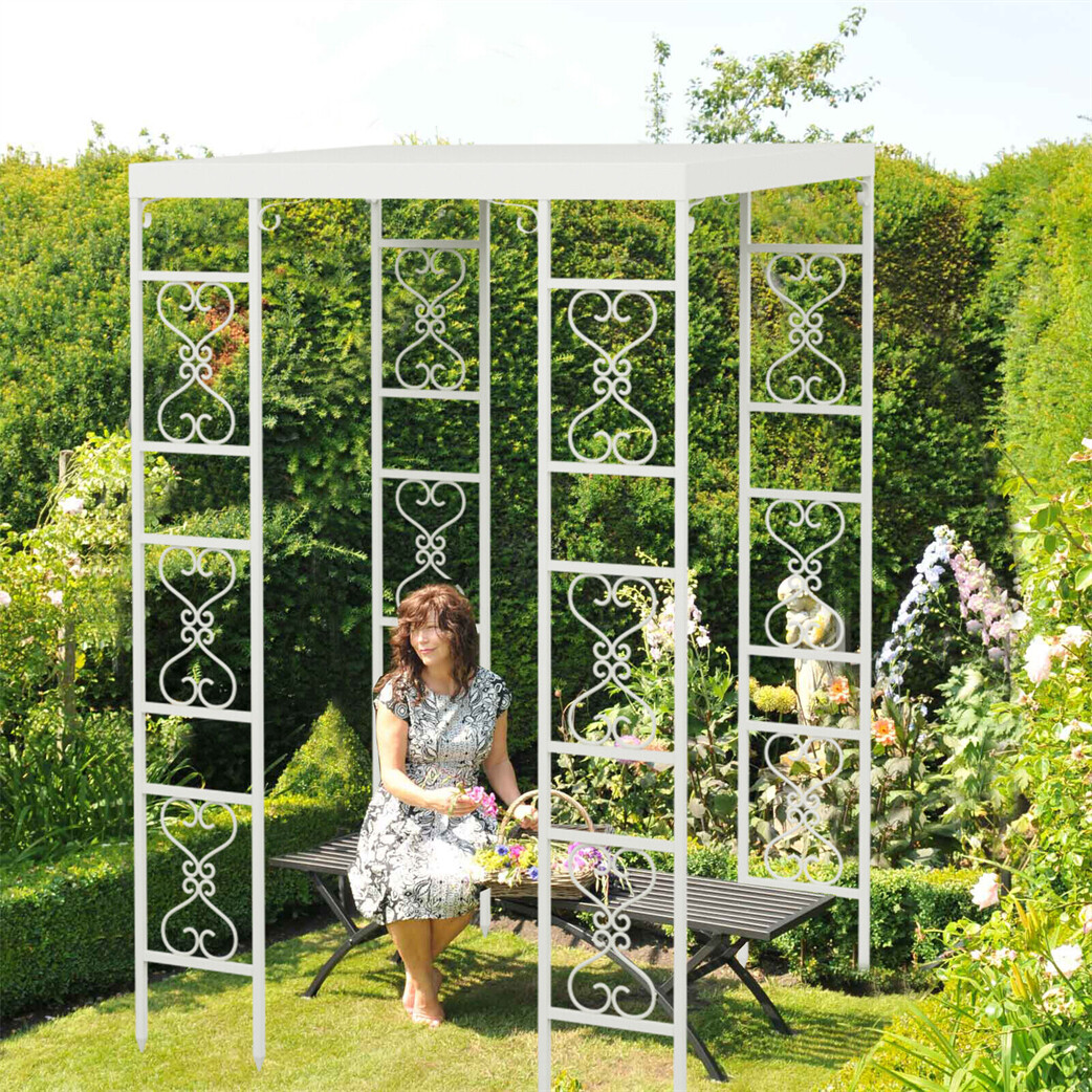 Outdoor Garden Pergola Gazebo Awning Canopy Sun Shade Shelter Metal Arch w/ Roof