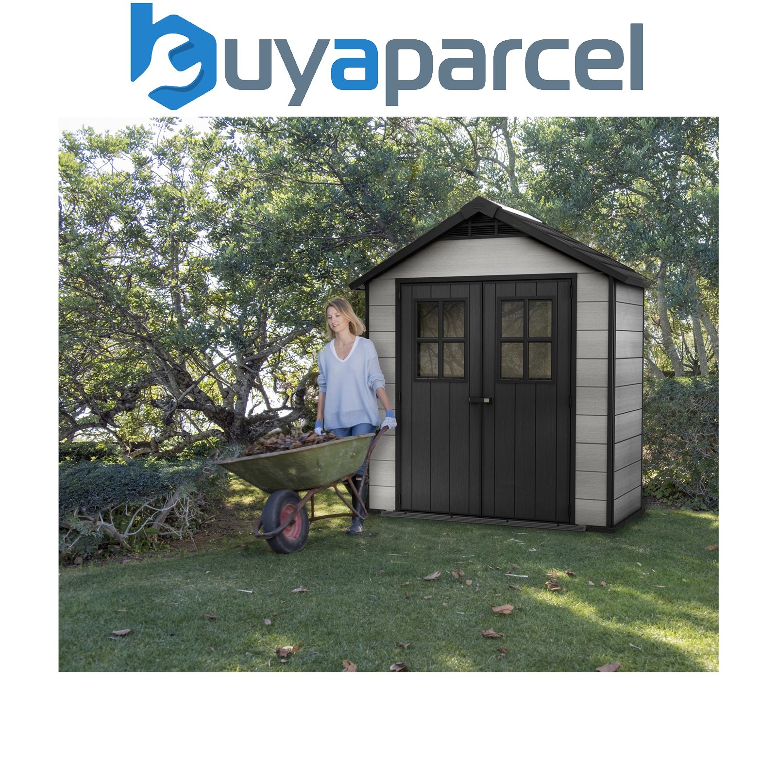 Keter Oakland 754 Composite Garden 7ft x 4ft Shed Outdoor Storage Grey Resin