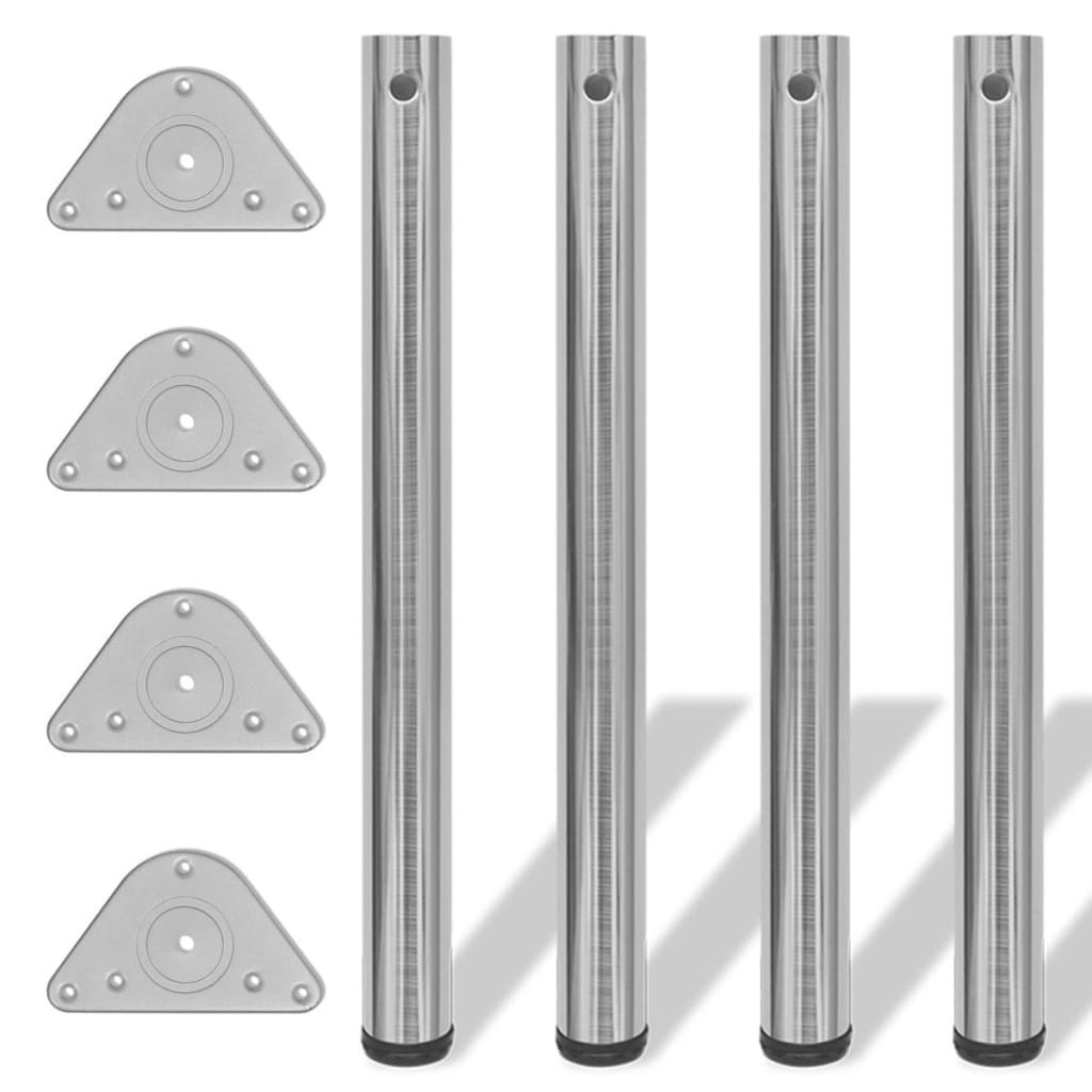 4x Table Legs Brushed Nickel 710mm Height Adjustable Worktop Desk Foot vidaXL