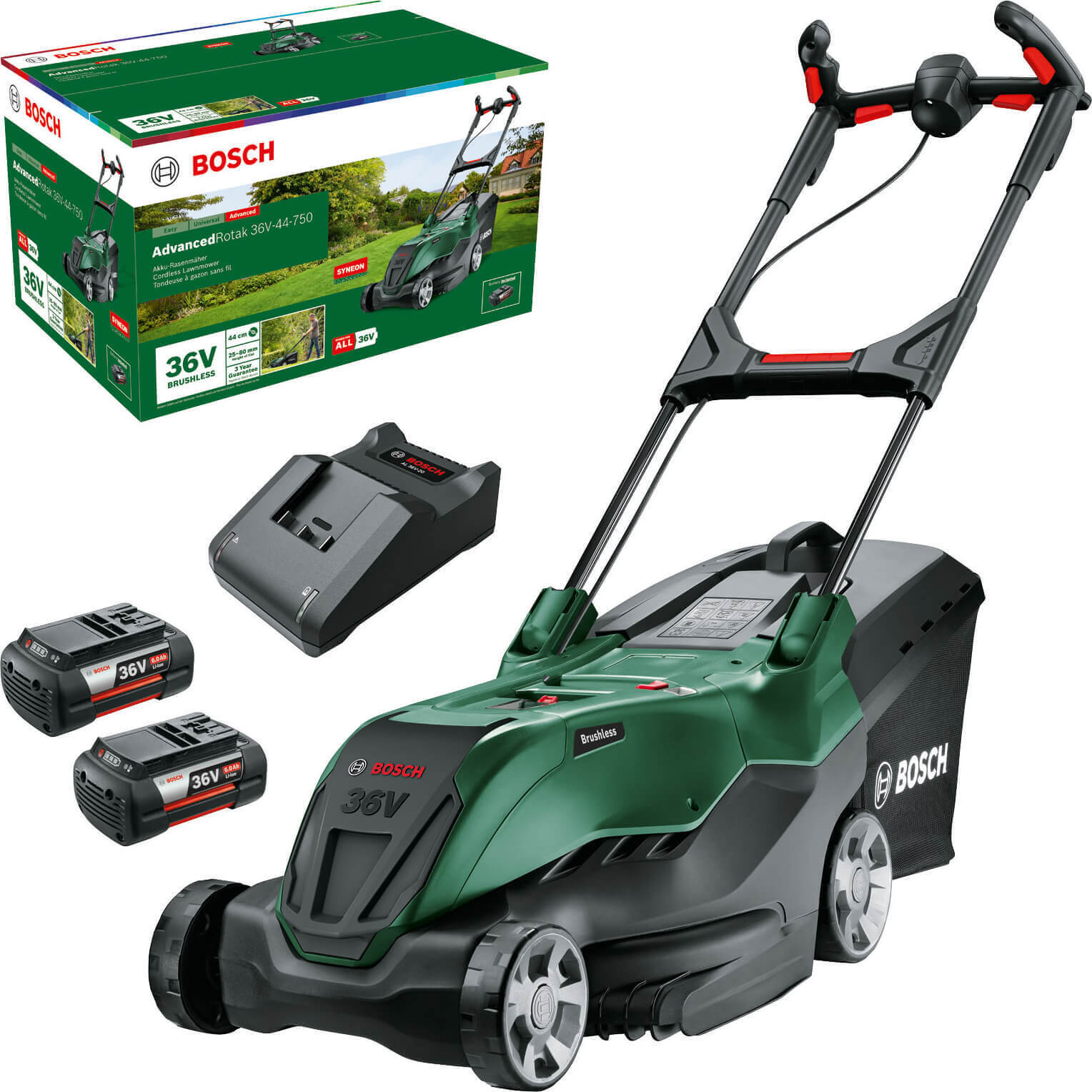 Bosch ADVANCEDROTAK 36V-44-750 36v Cordless Rotary Lawnmower 440mm 2 x 6ah Li-io