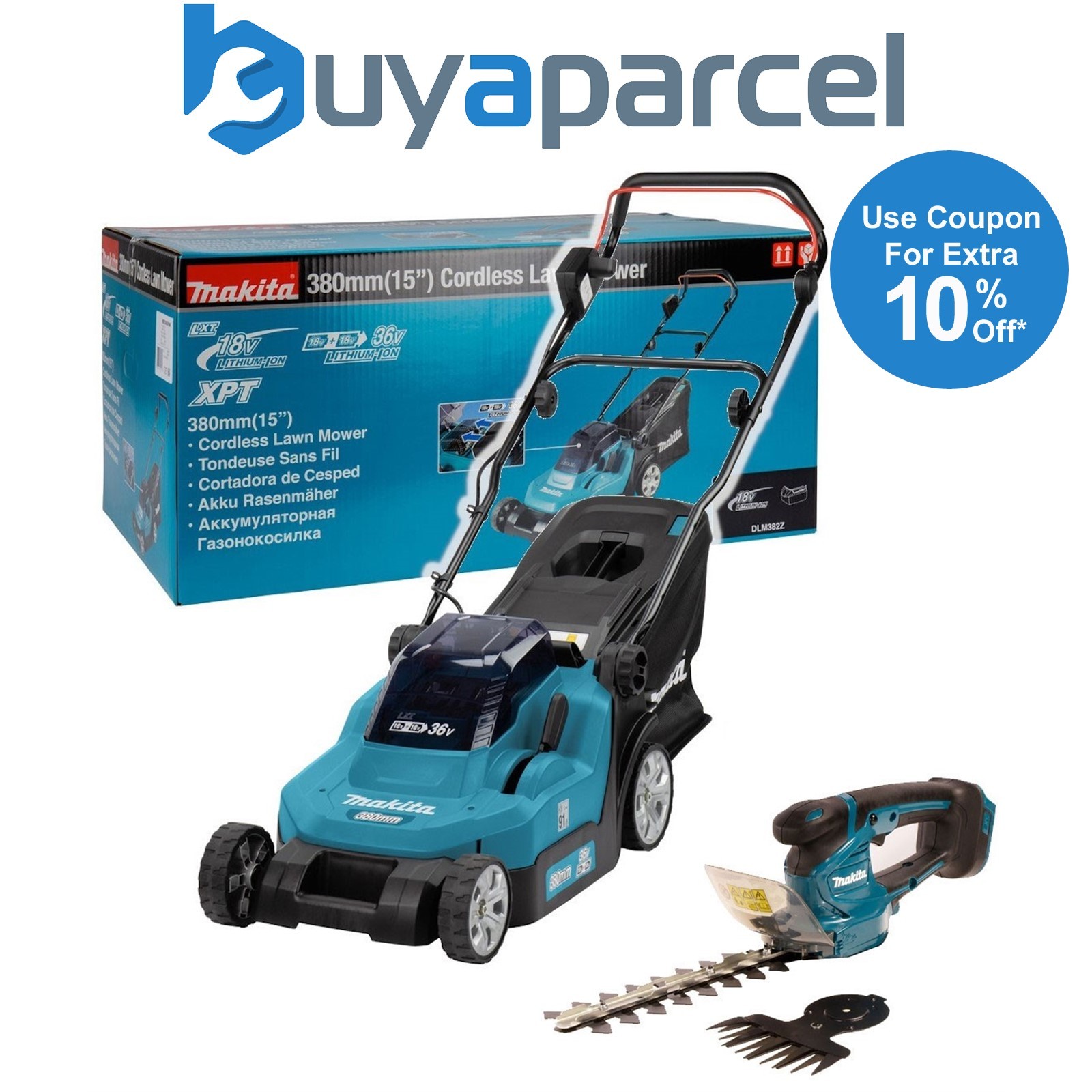 Makita DLM382Z 18v / 36v LXT Cordless Battery Lawn Mower & Hedge Cutter Bare