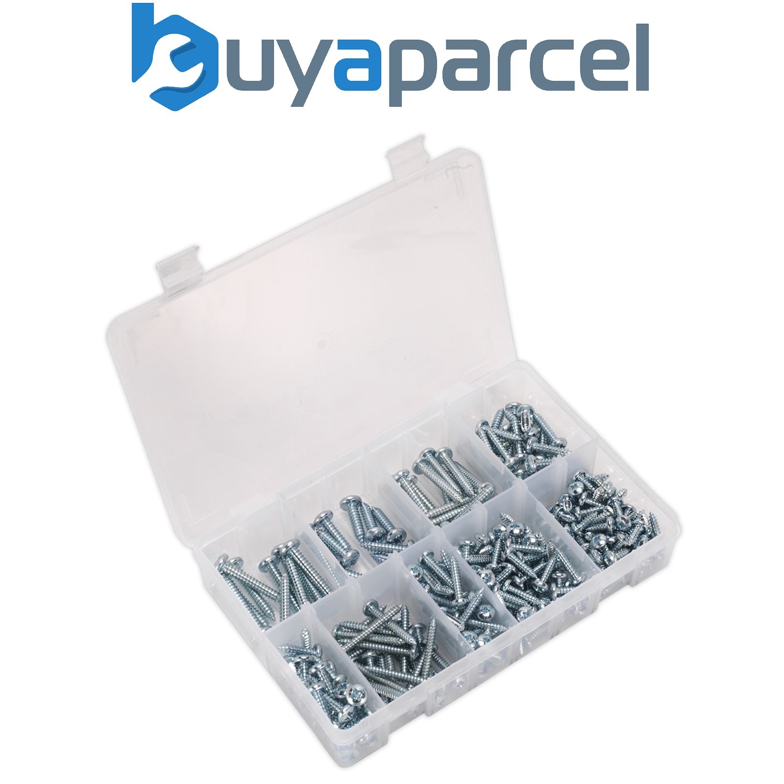 Sealey AB064STPP Zinc Plated Self-Tapping Pan Head Pozi Screw Assortment 305pc -