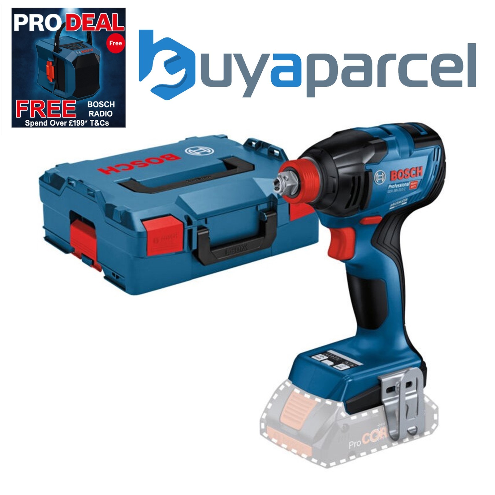 Bosch GDX18V-210 C 18V Impact Driver Wrench Brushless Body GDX18V210 + Lboxx