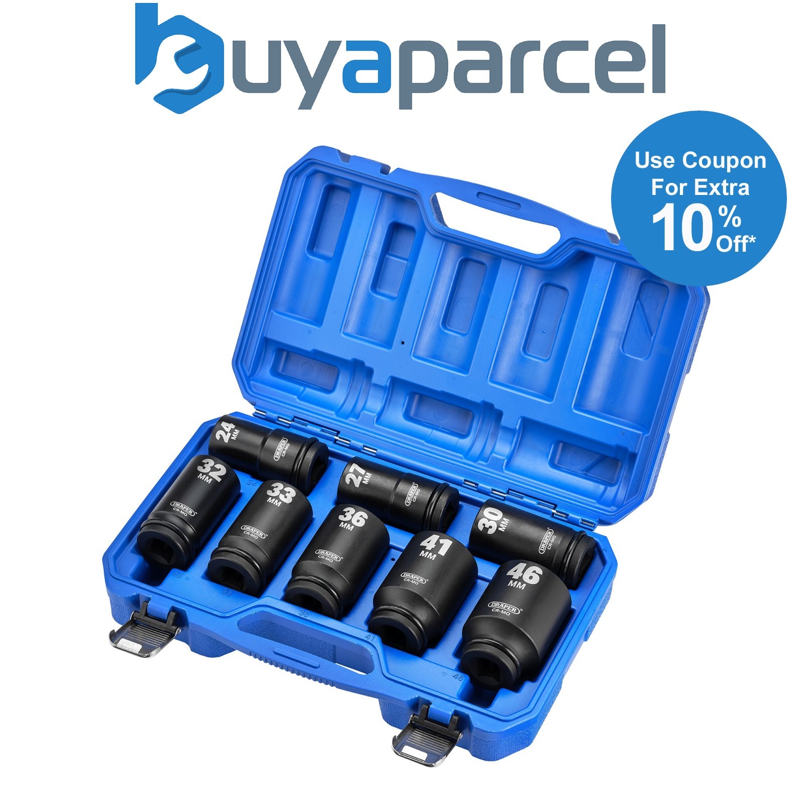 Draper 20208 Draper HI-TORQ Metric Deep Impact Socket Set, 3/4" Sq. Dr. (8 Piece