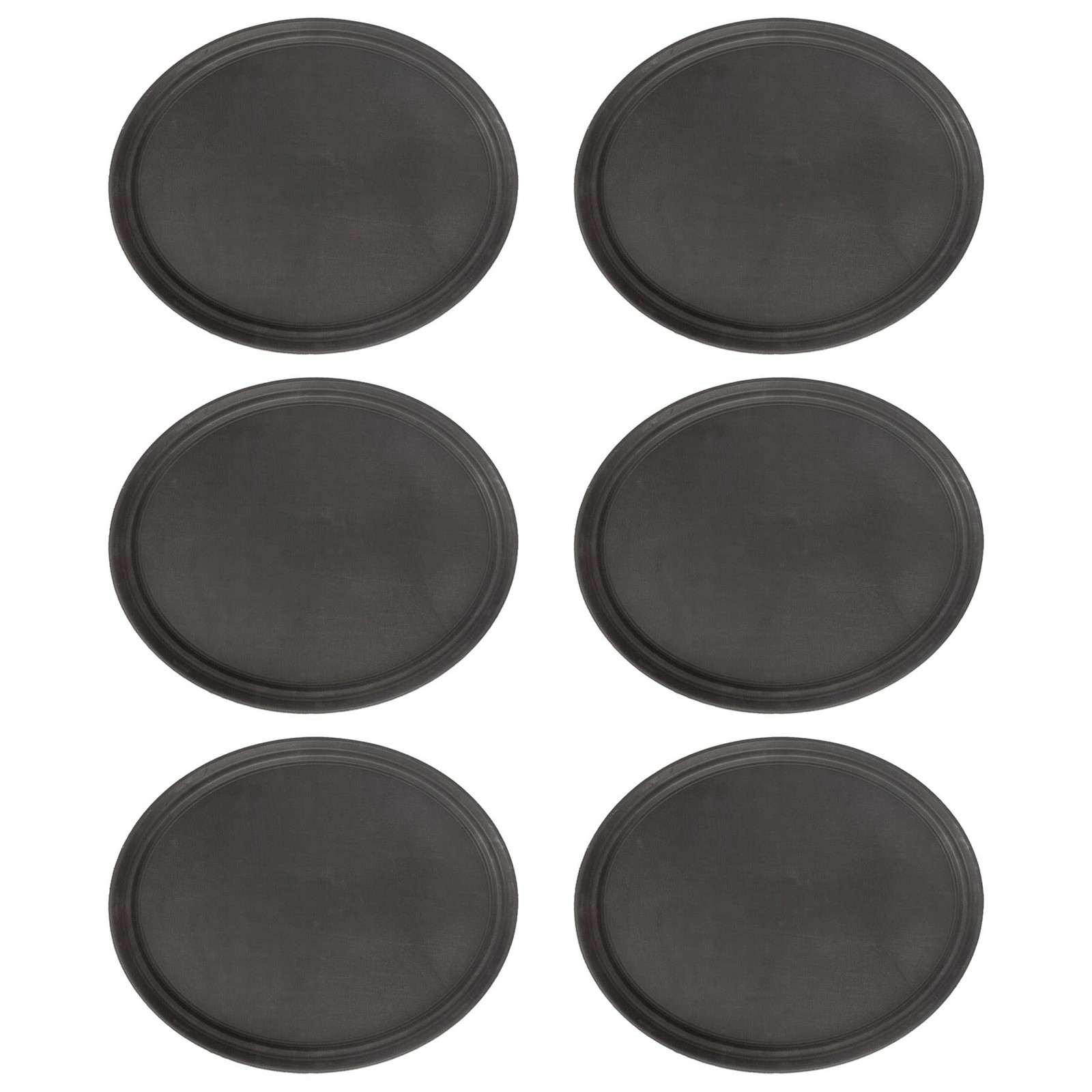 6x Black 79cm x 66cm Oval Non-Slip Serving Trays Plastic Food Tea Dinner Trays
