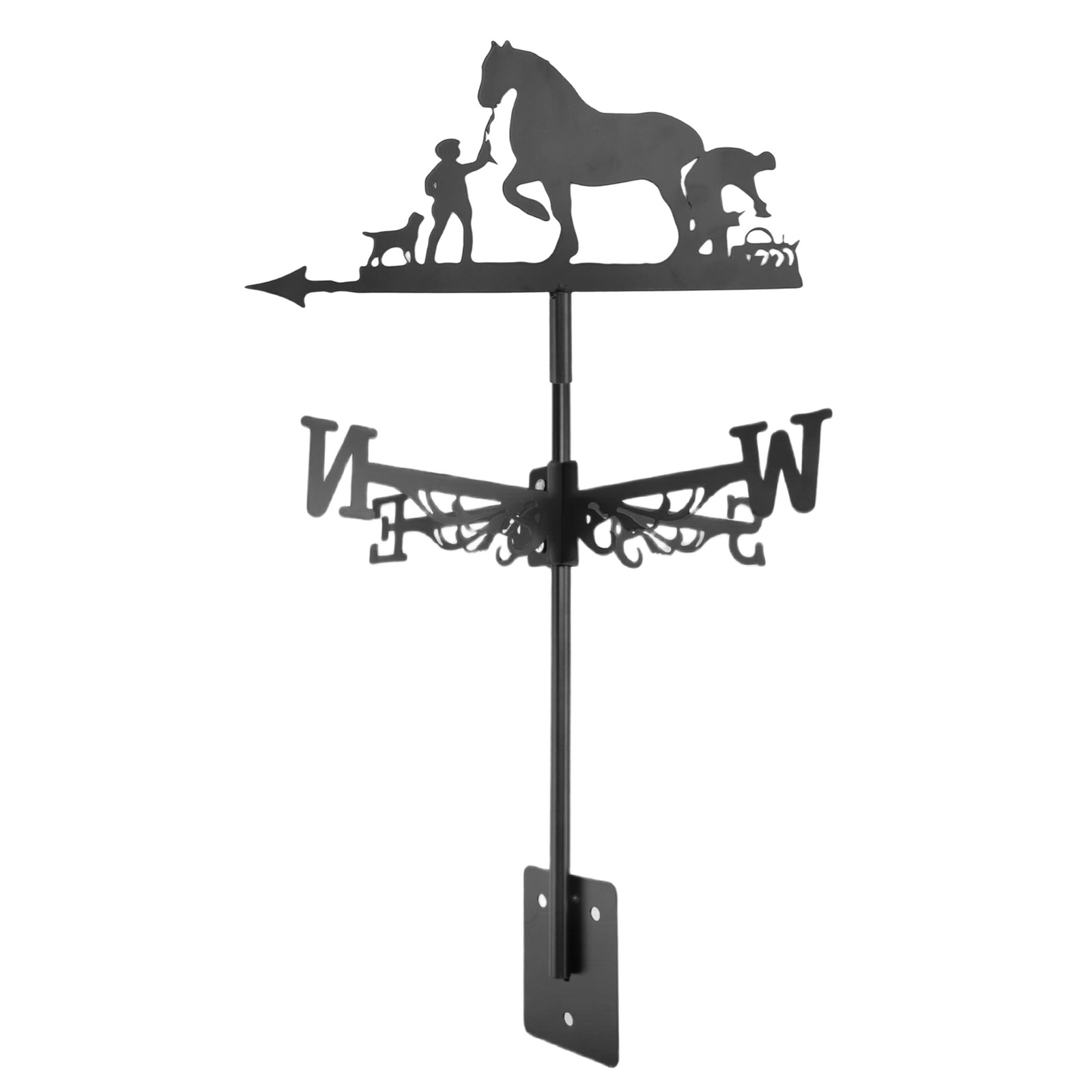 2X(Metal Weathervane Farmer and Horse Mount Weather Vane Wind Direction9474
