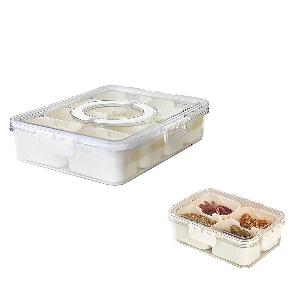 2PC Condiment Jars with Tray with Small Dividers Countertop Spice Organizer7341